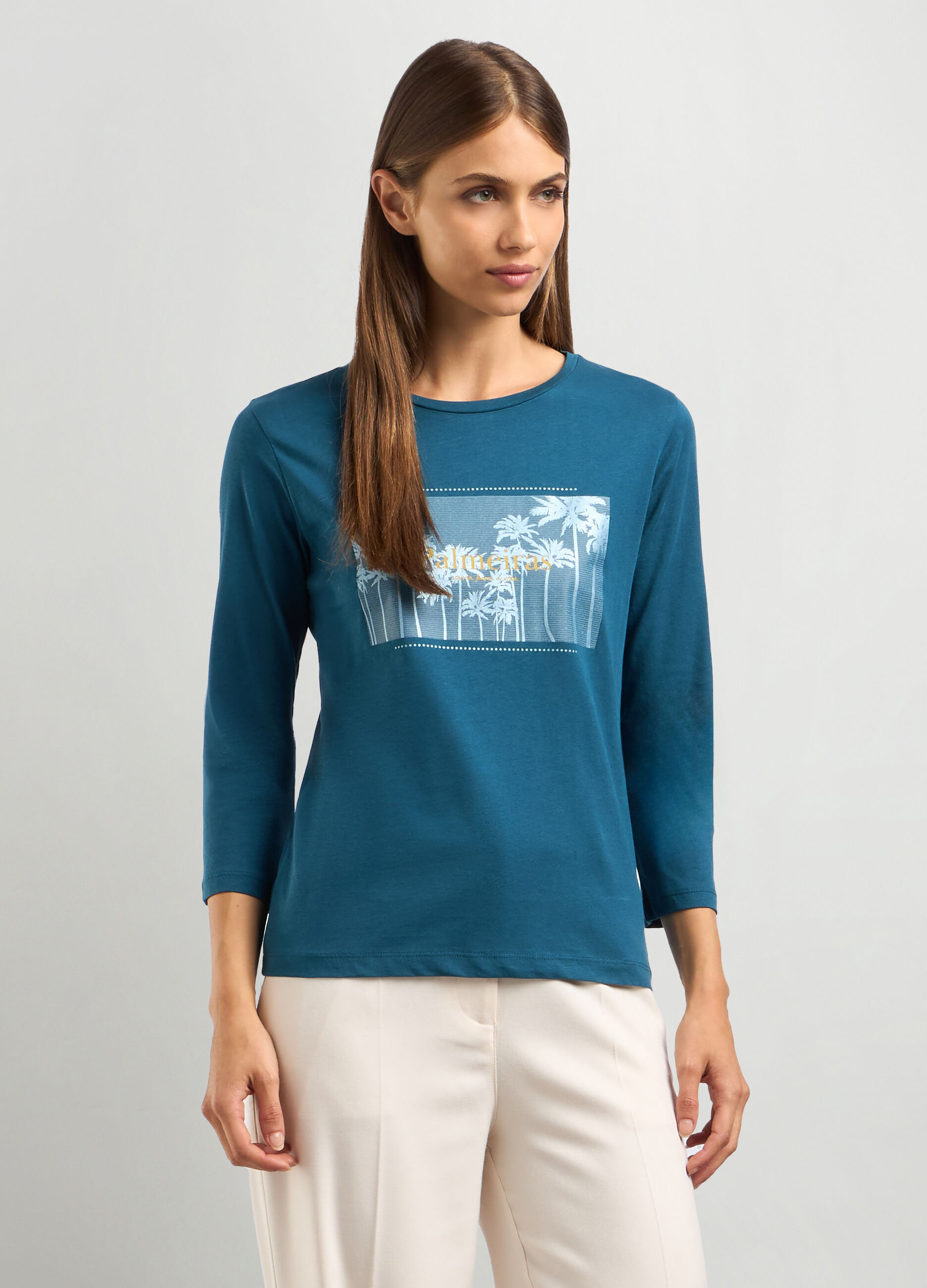 T-shirt in jersey di puro cotone donna_0