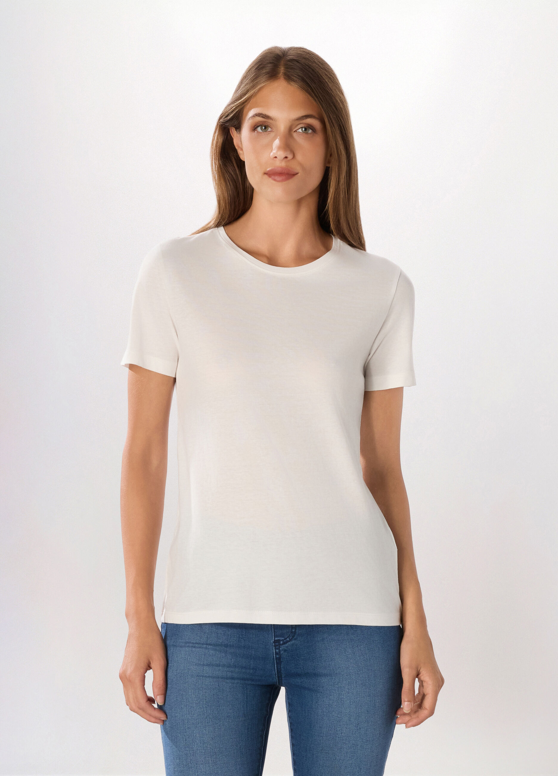 T-shirt in jersey di puro cotone donna_0
