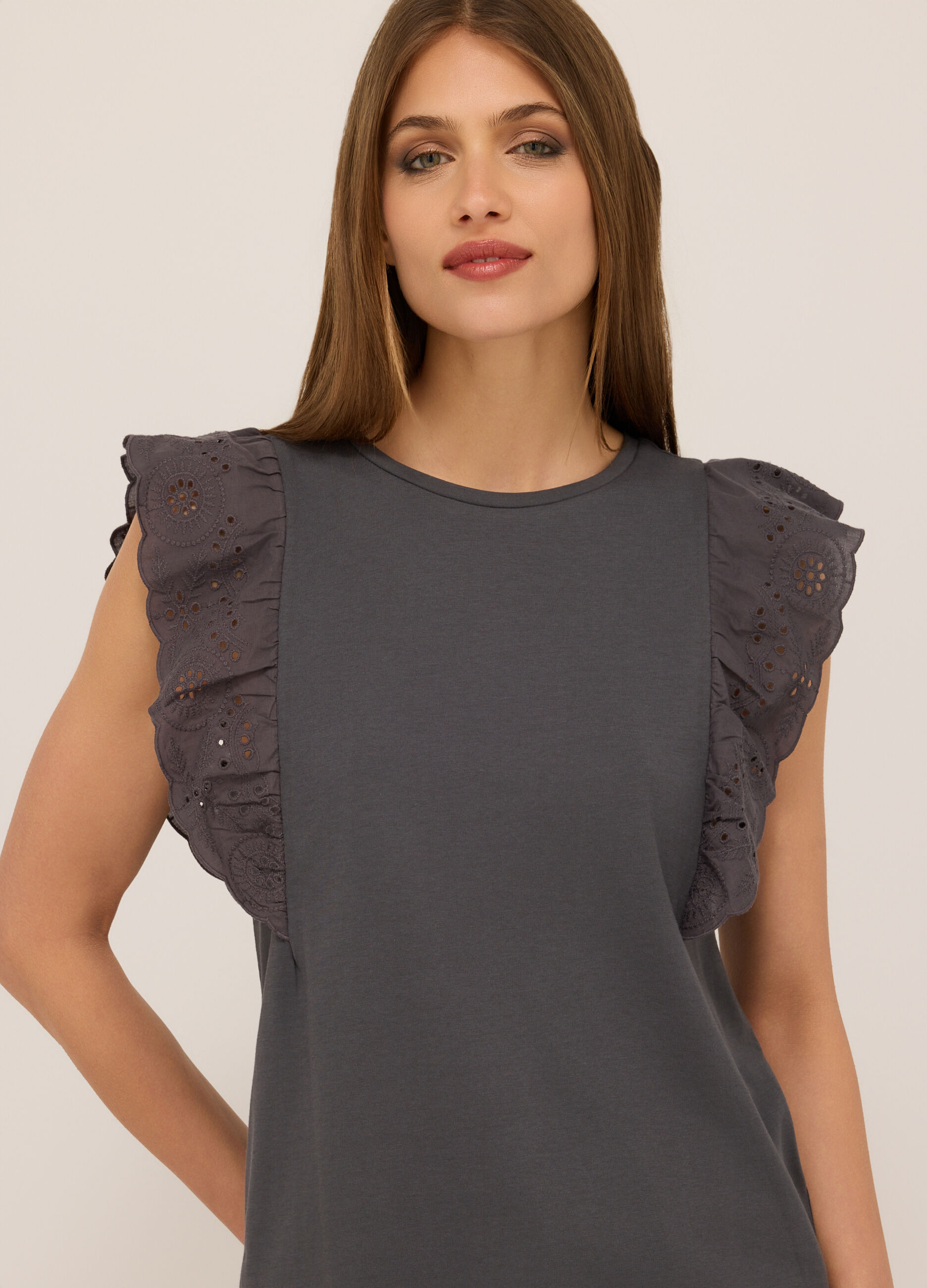 T-shirt in jersey di cotone stretch donna_2