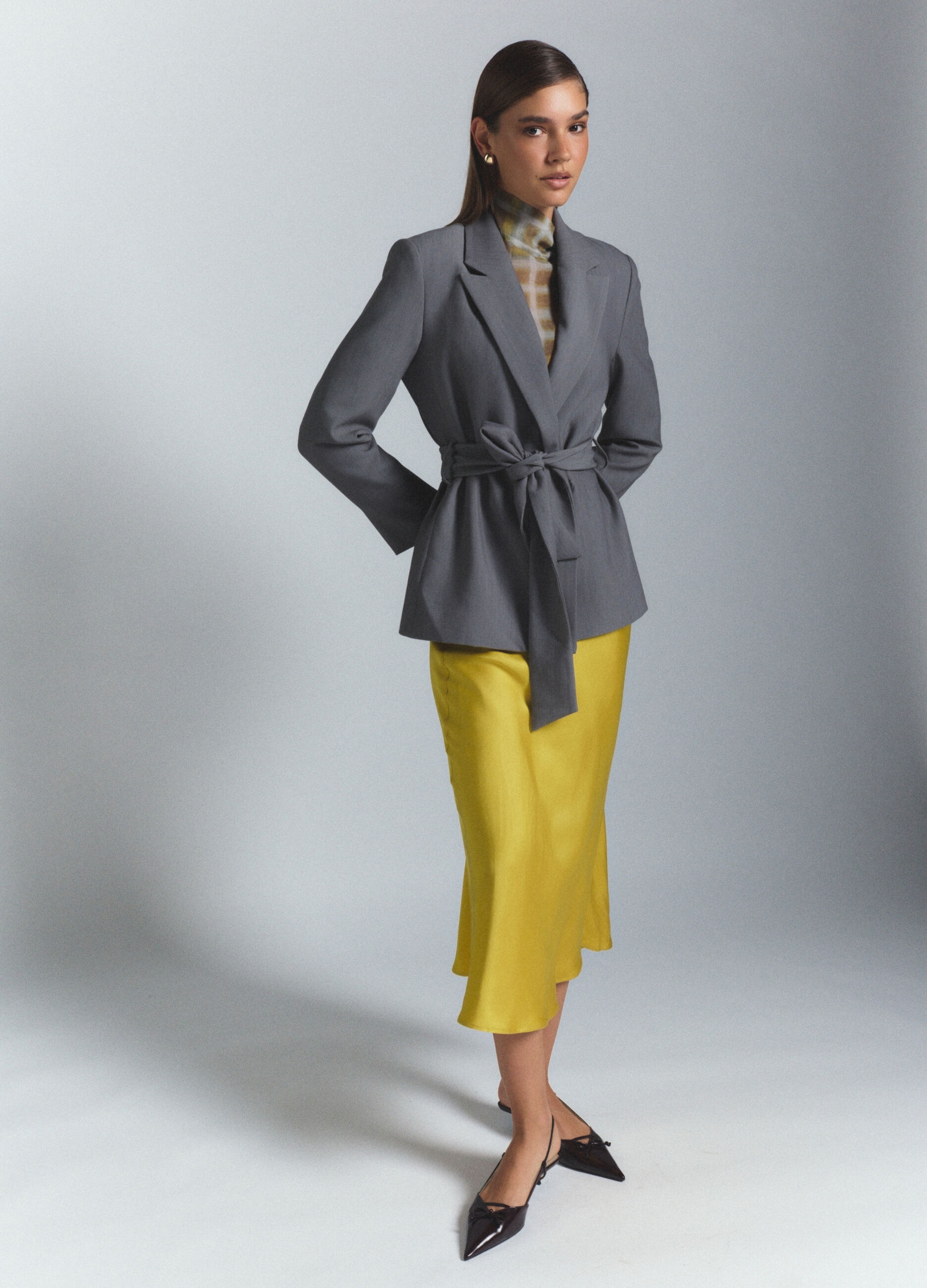 Blazer doppiopetto con collo reverse in twill stretch donna_0