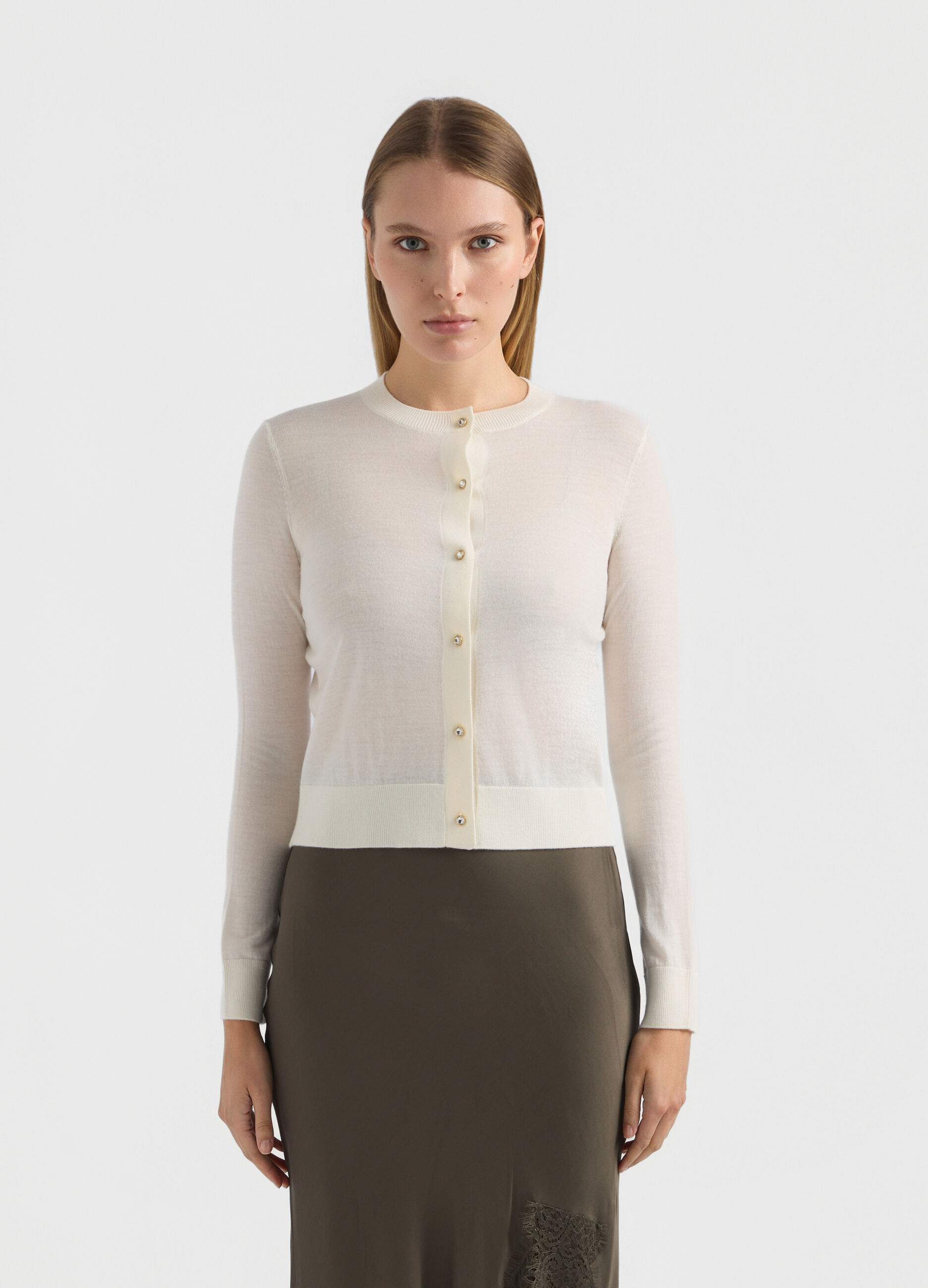 Cardigan girocollo rasato donna_1