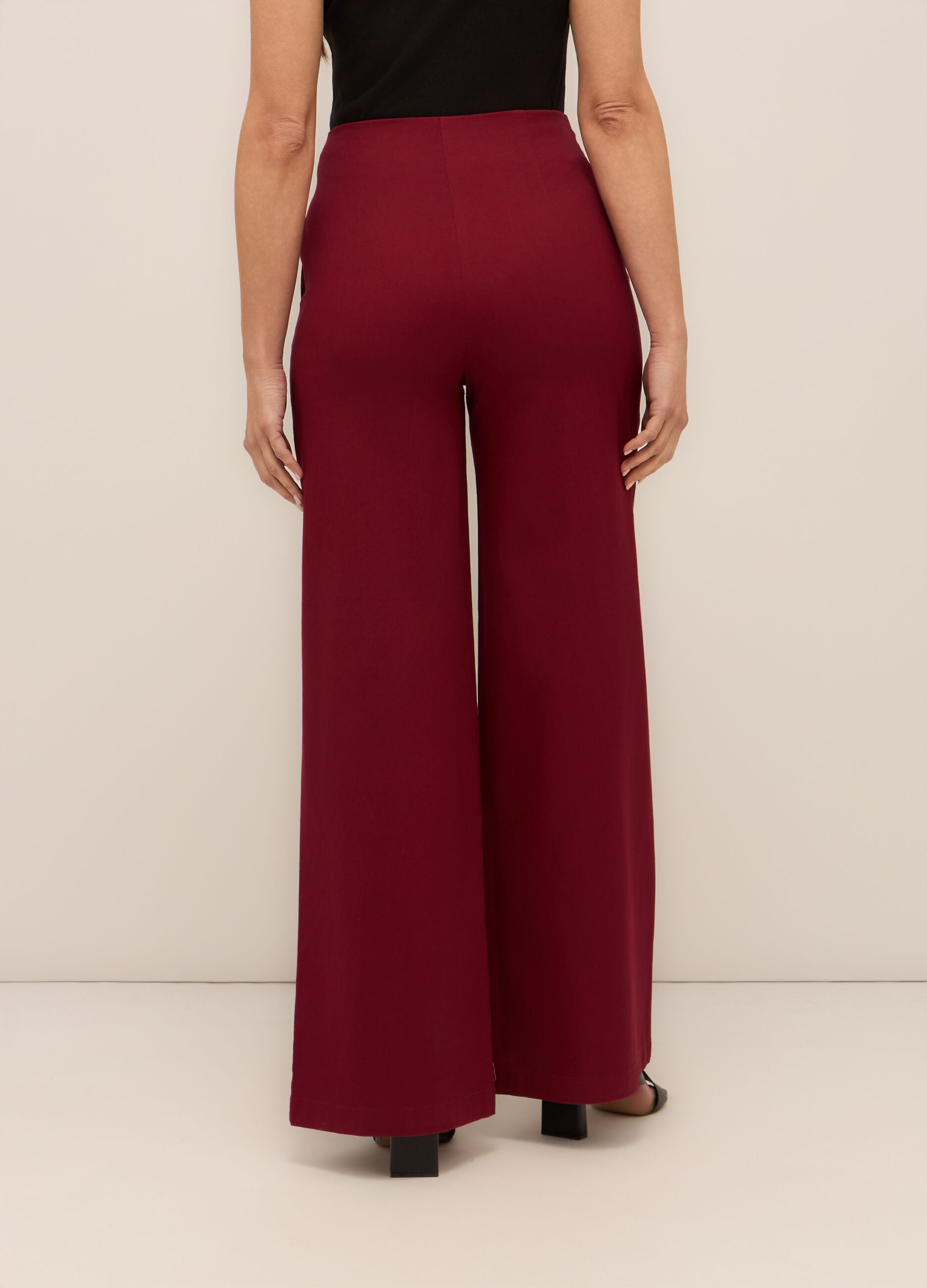 Pantaloni palazzo in cotone stretch donna_1