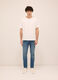 Jeans 5 tasche slim fit in denim di cotone stretch uomo_0