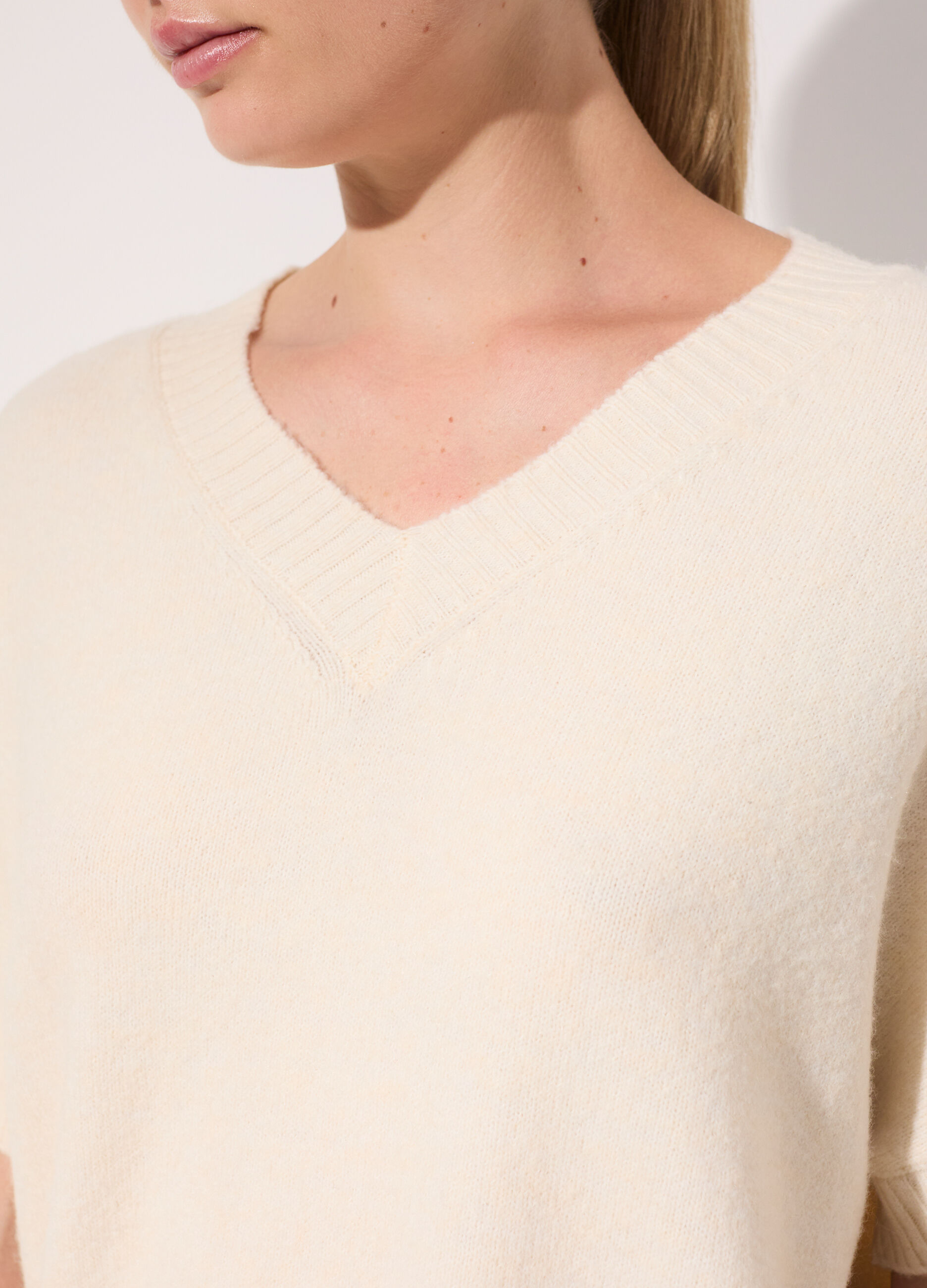Tricot kimono a maniche corte misto lana donna_3