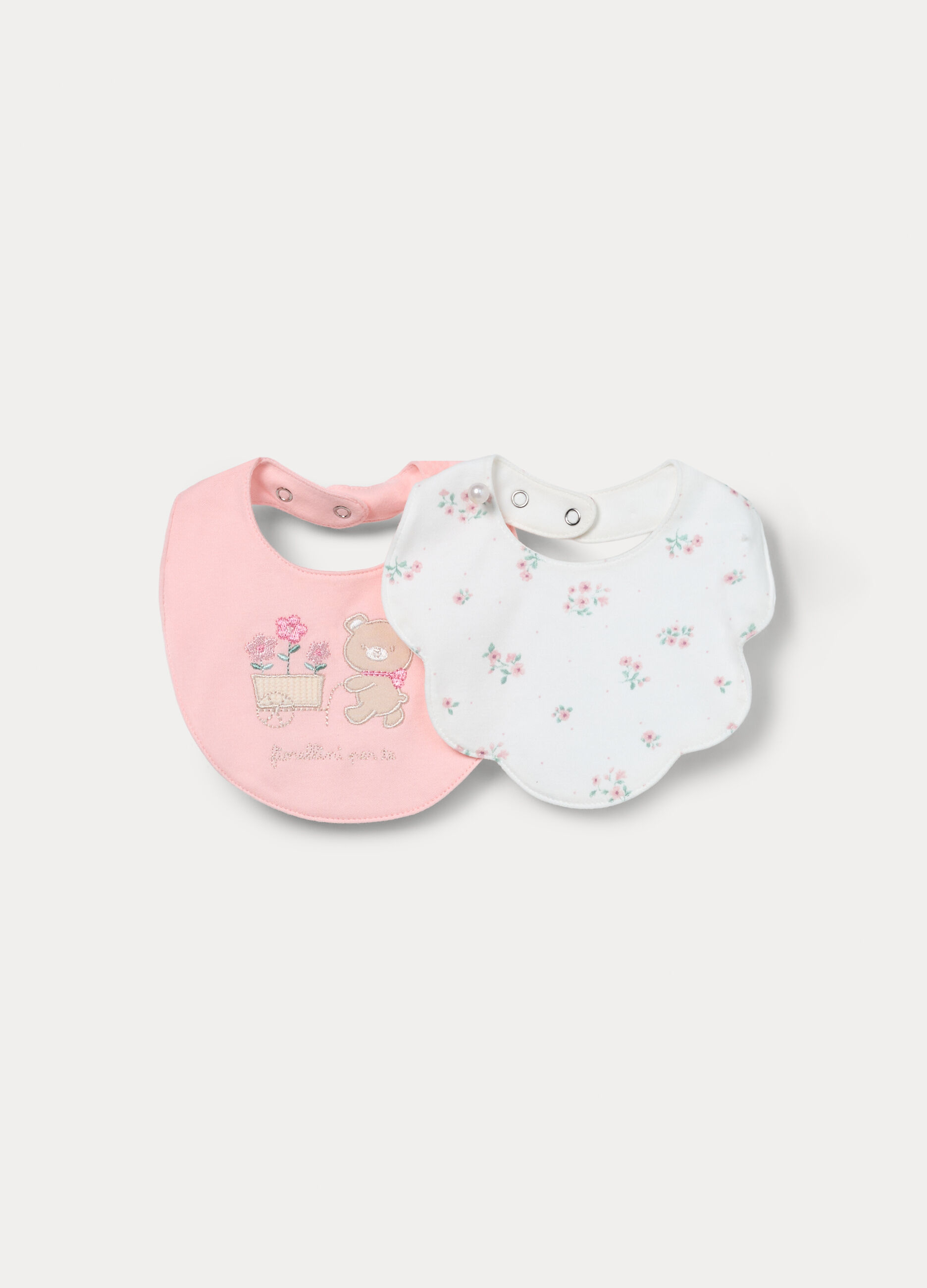 Pack 2 bavaglini in interlock di puro cotone neonata_0