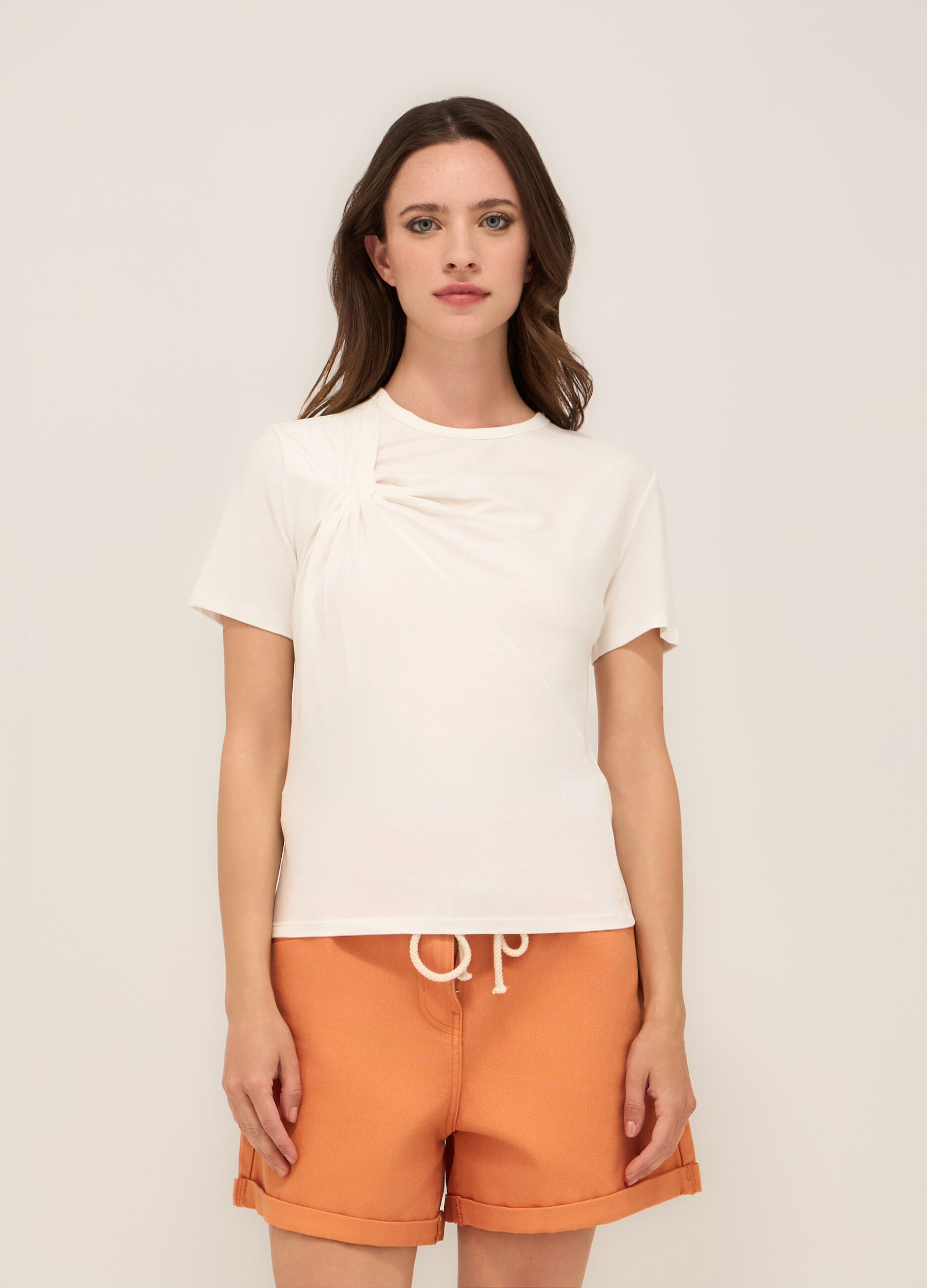T-shirt in jersey di cotone stretch donna_0