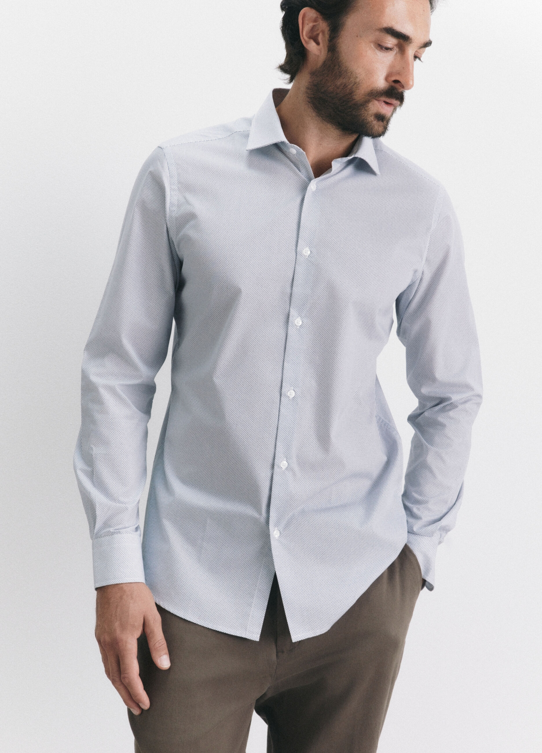 Camicia slim fit a fantasia uomo_1
