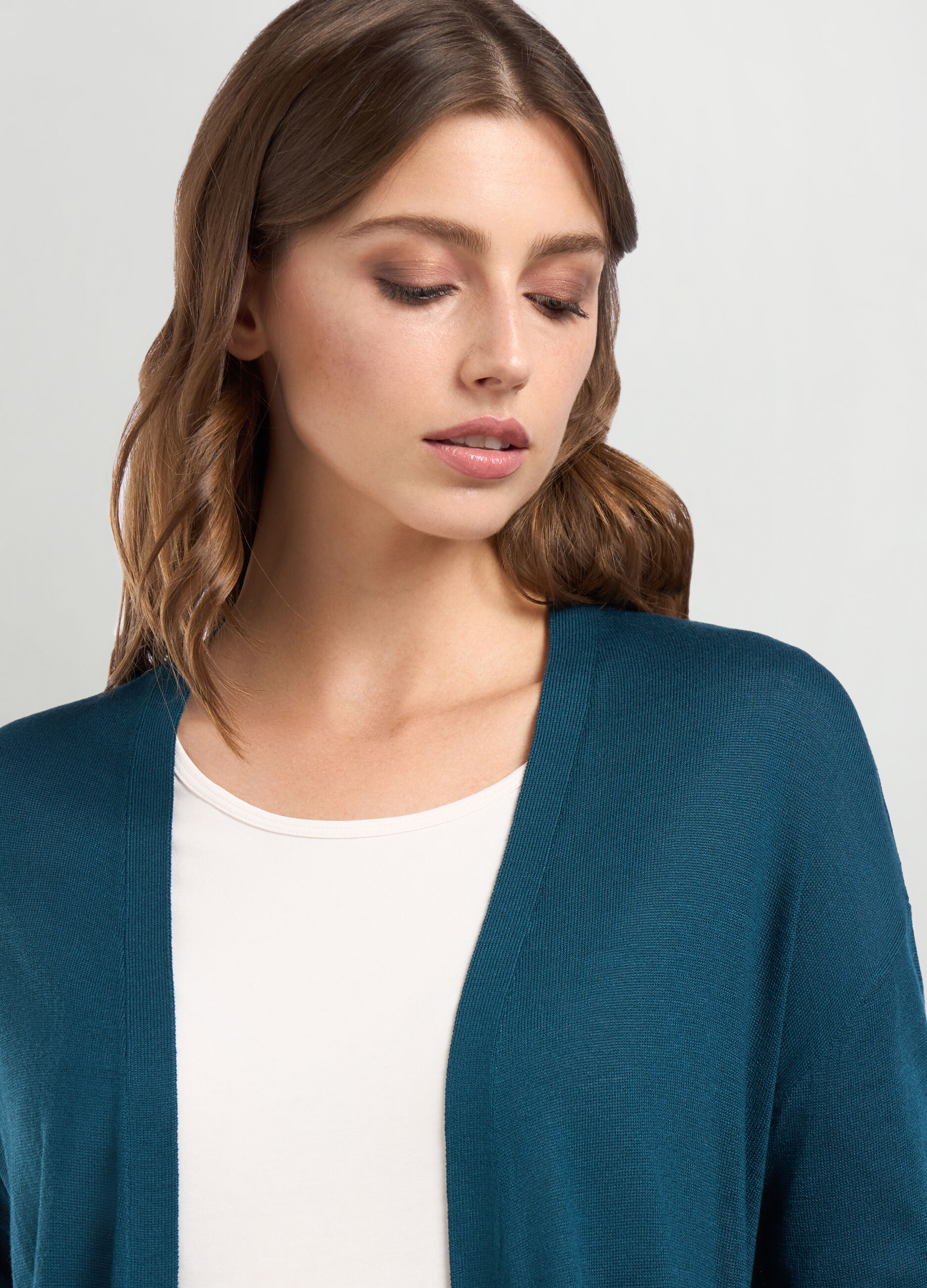 Cardigan in misto viscosa aperto donna_2
