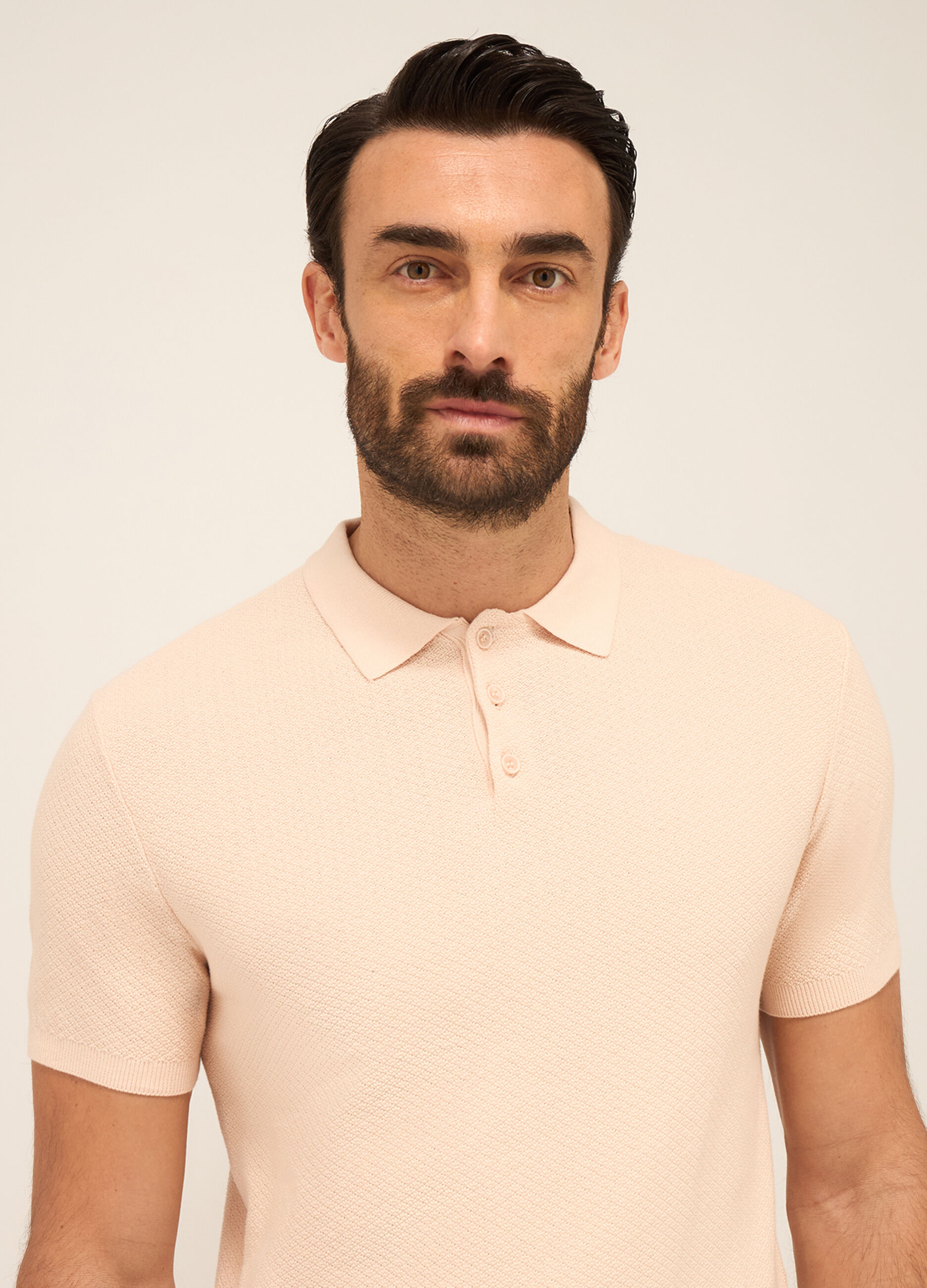 Polo a maniche corte in cotone texturizzato uomo_2