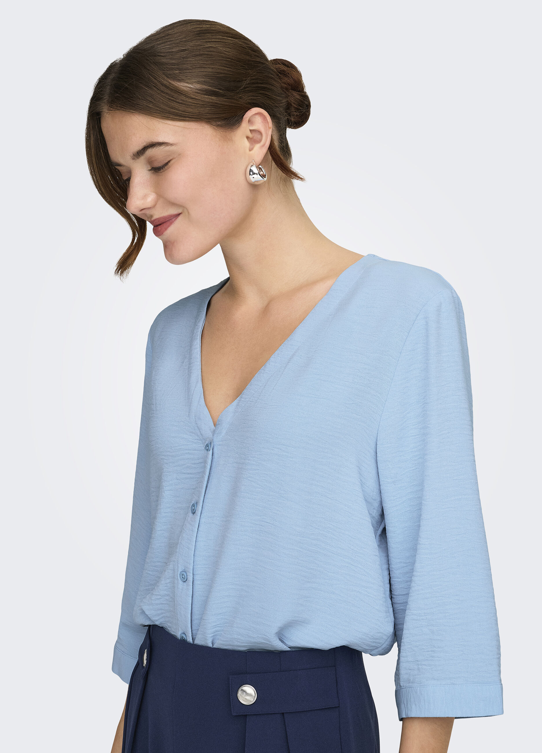 Camicia regular fit con colletto cinese_0
