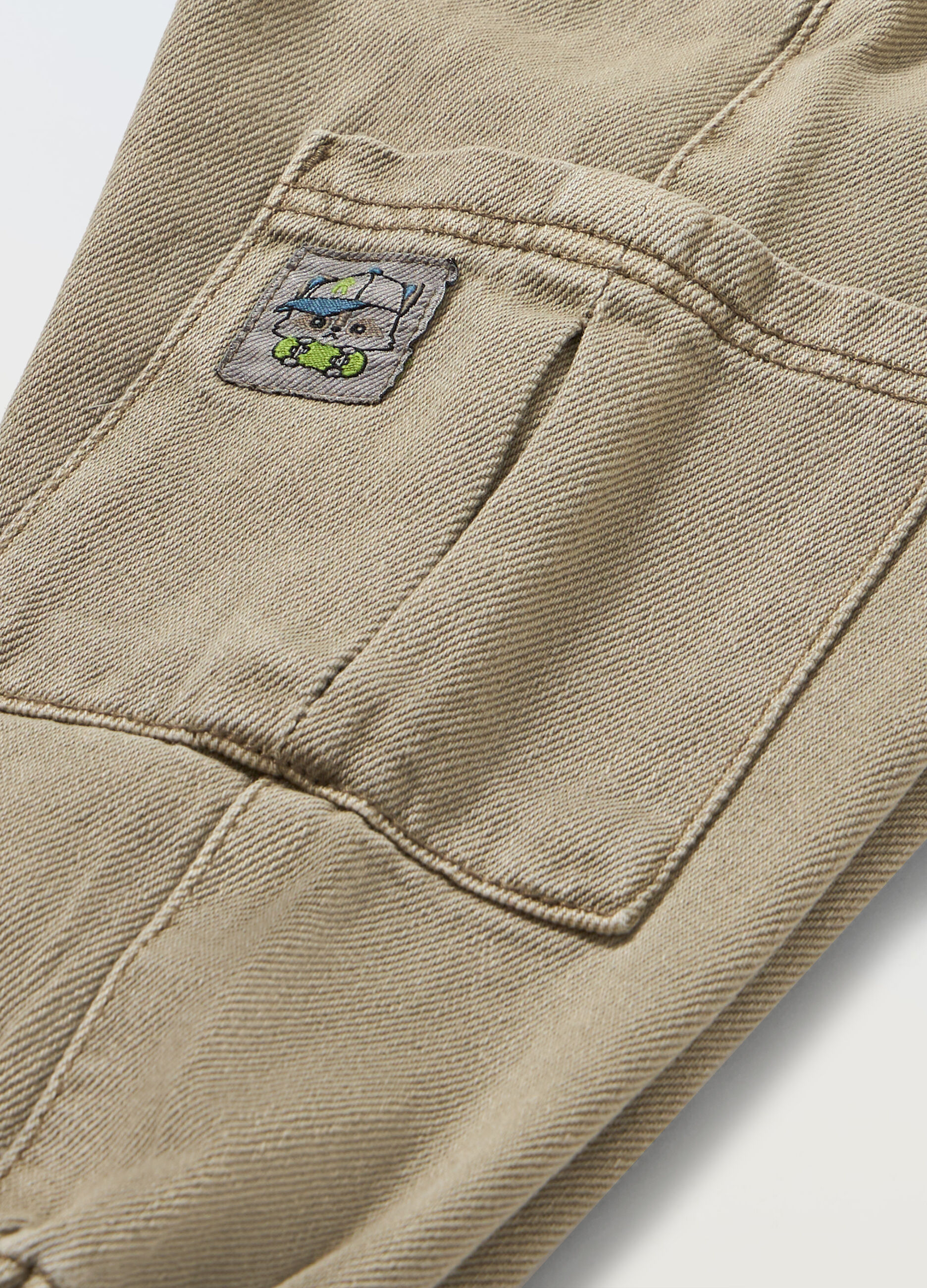Pantaloni cargo in denim di puro cotone neonato_1