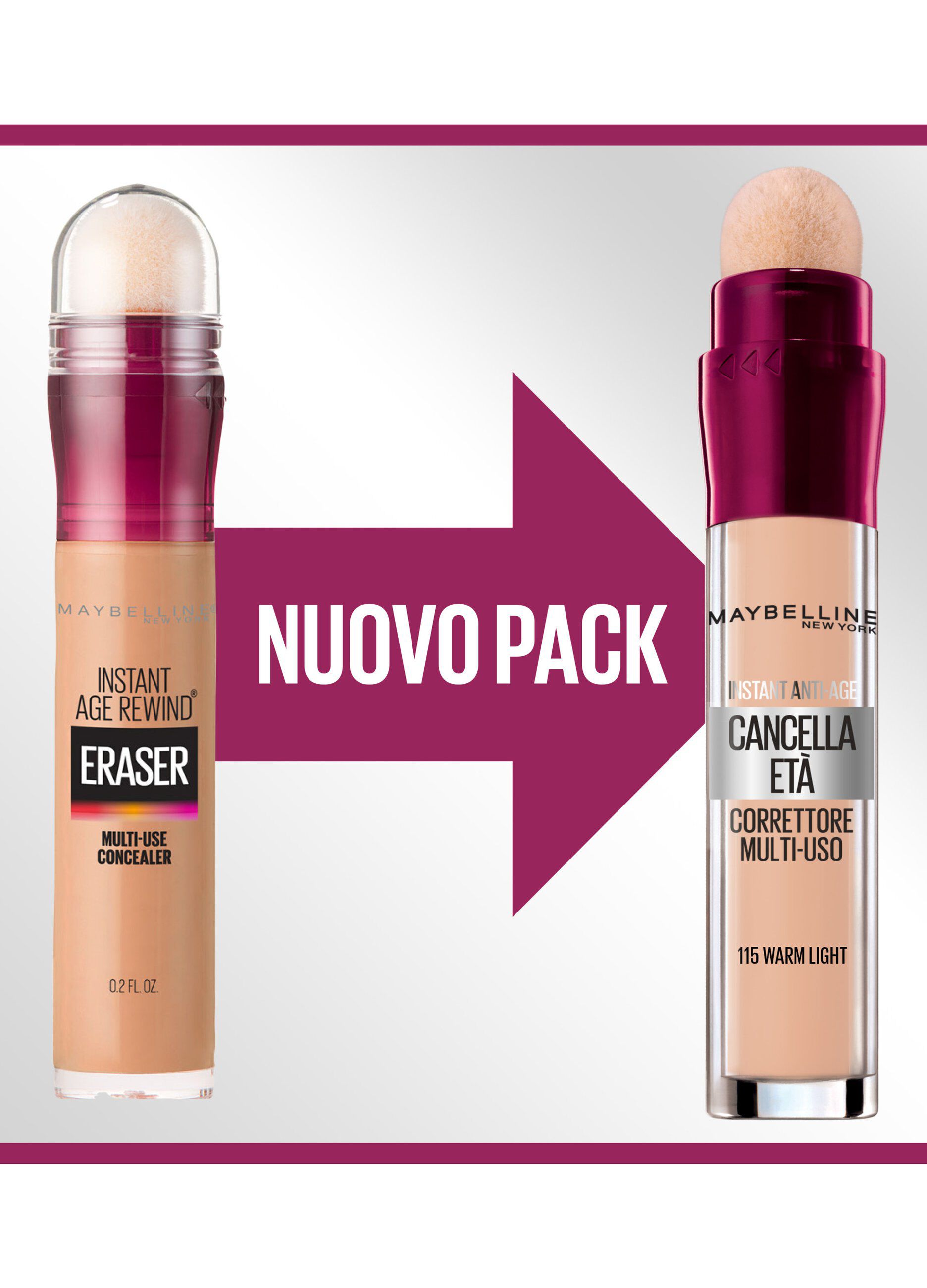Maybelline New York Correttore Liquido Il Cancella Età, con Bacche di Goji e Haloxyl, Copre Occhiaie e Piccole Rughe, 115 Warm Light, 6.8 ml.