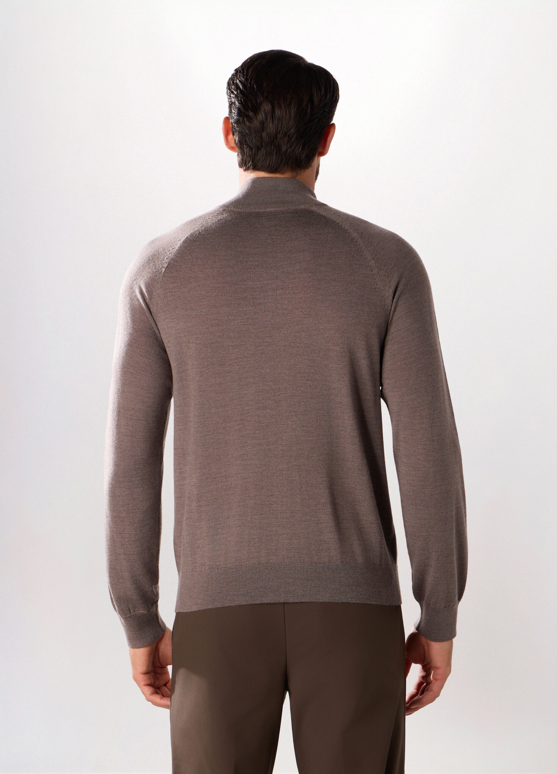 Cardigan con zip in lana merino uomo