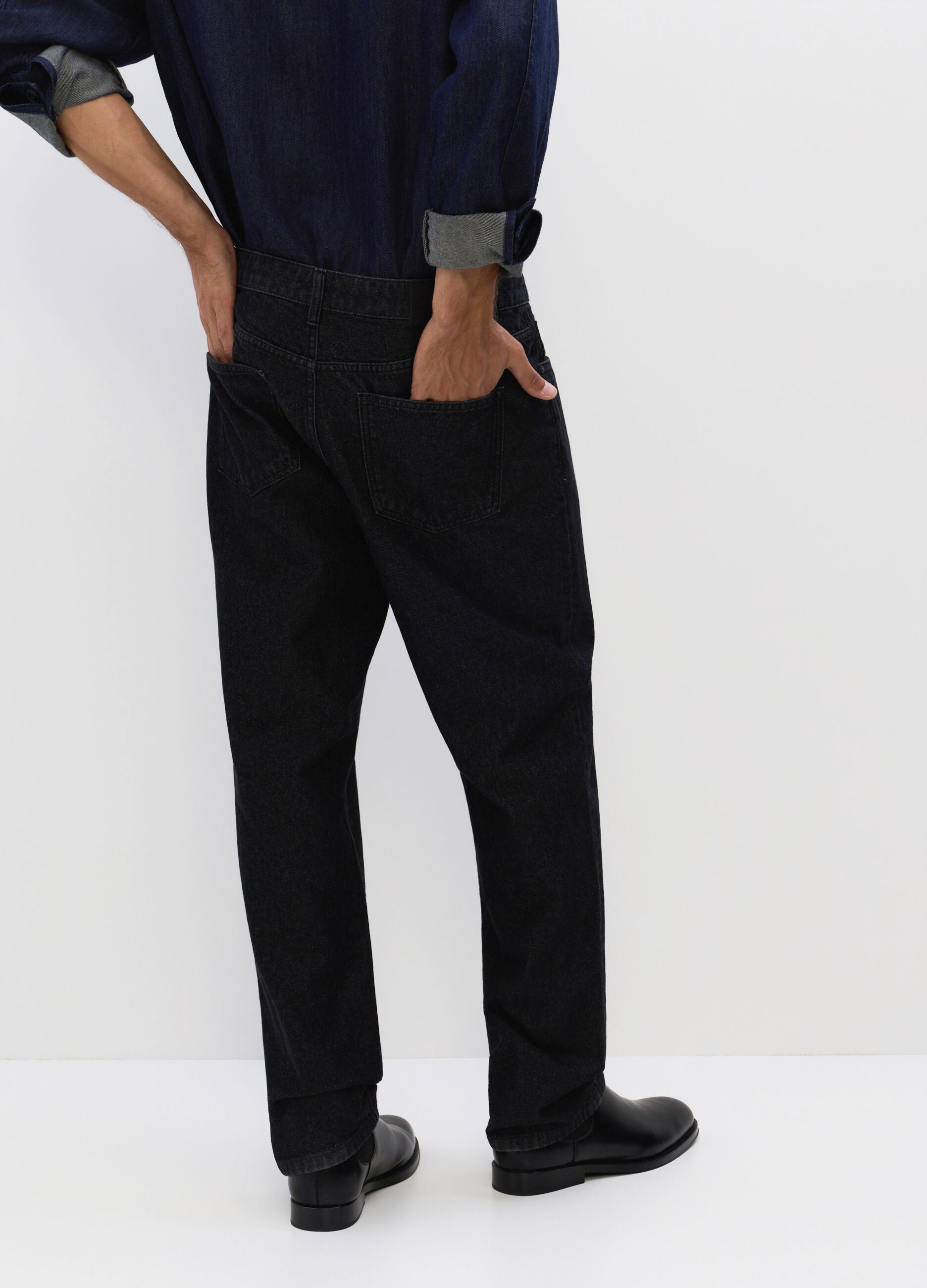 Jeans regular fit in denim cotone uomo_1