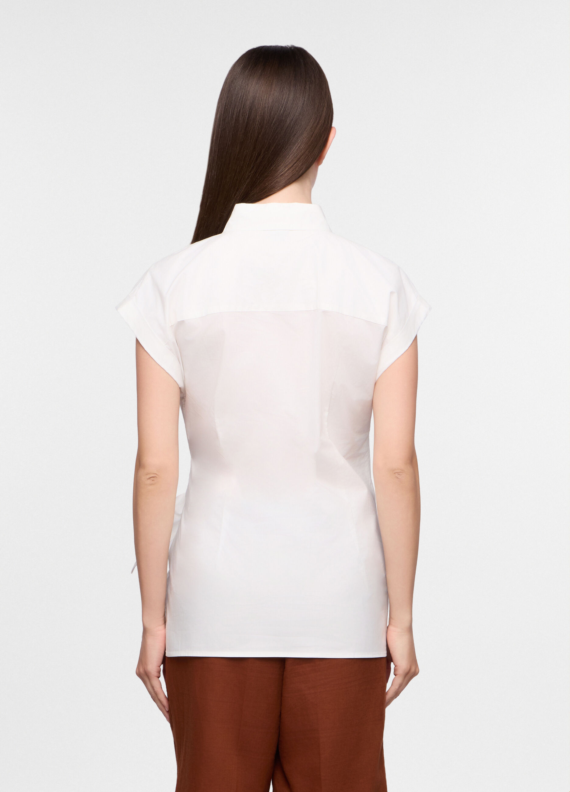 Camicia Fit Slim con colletto alla francese in puro cotone donna_1