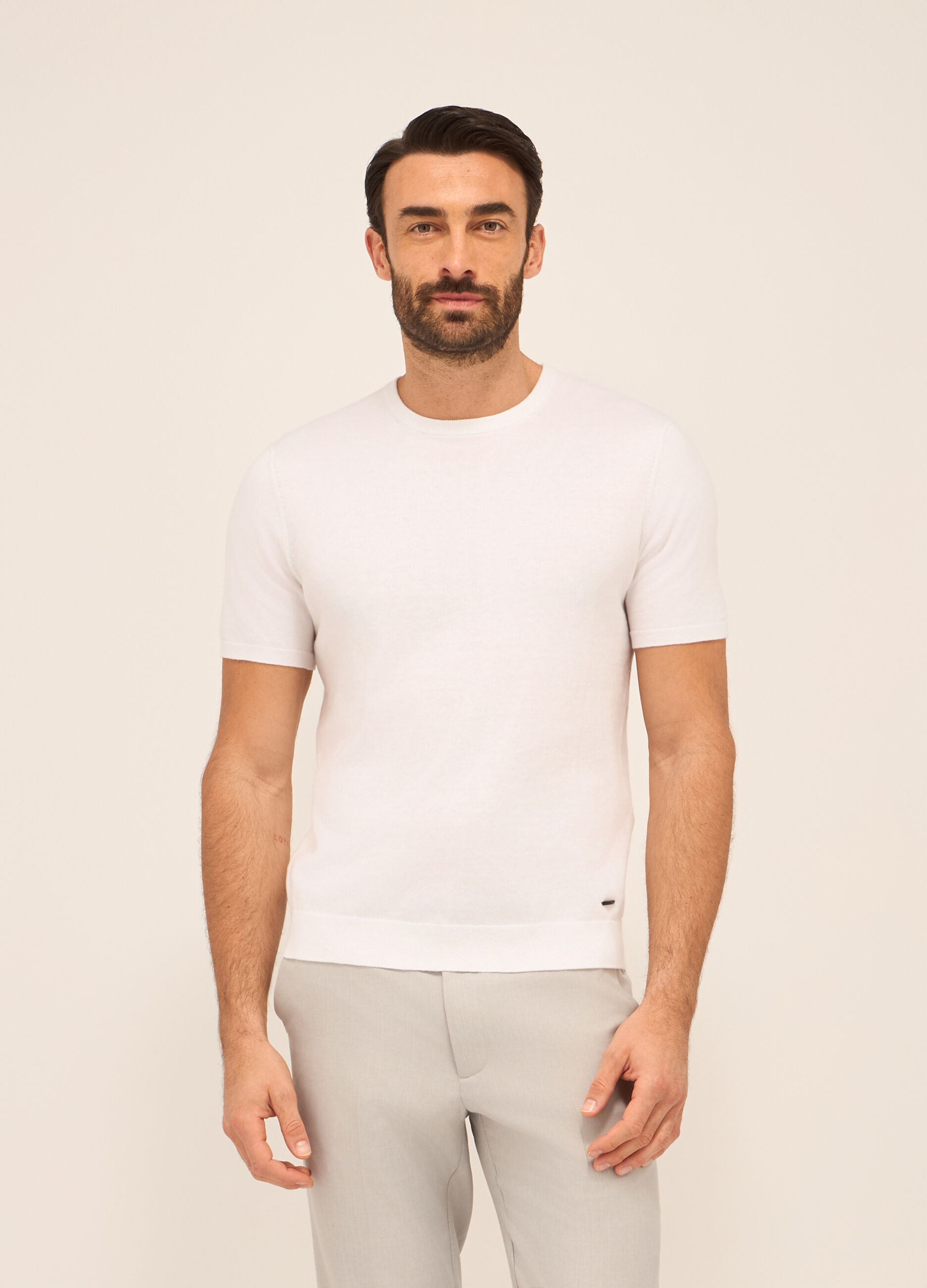 T-shirt in maglia di puro cotone uomo_0