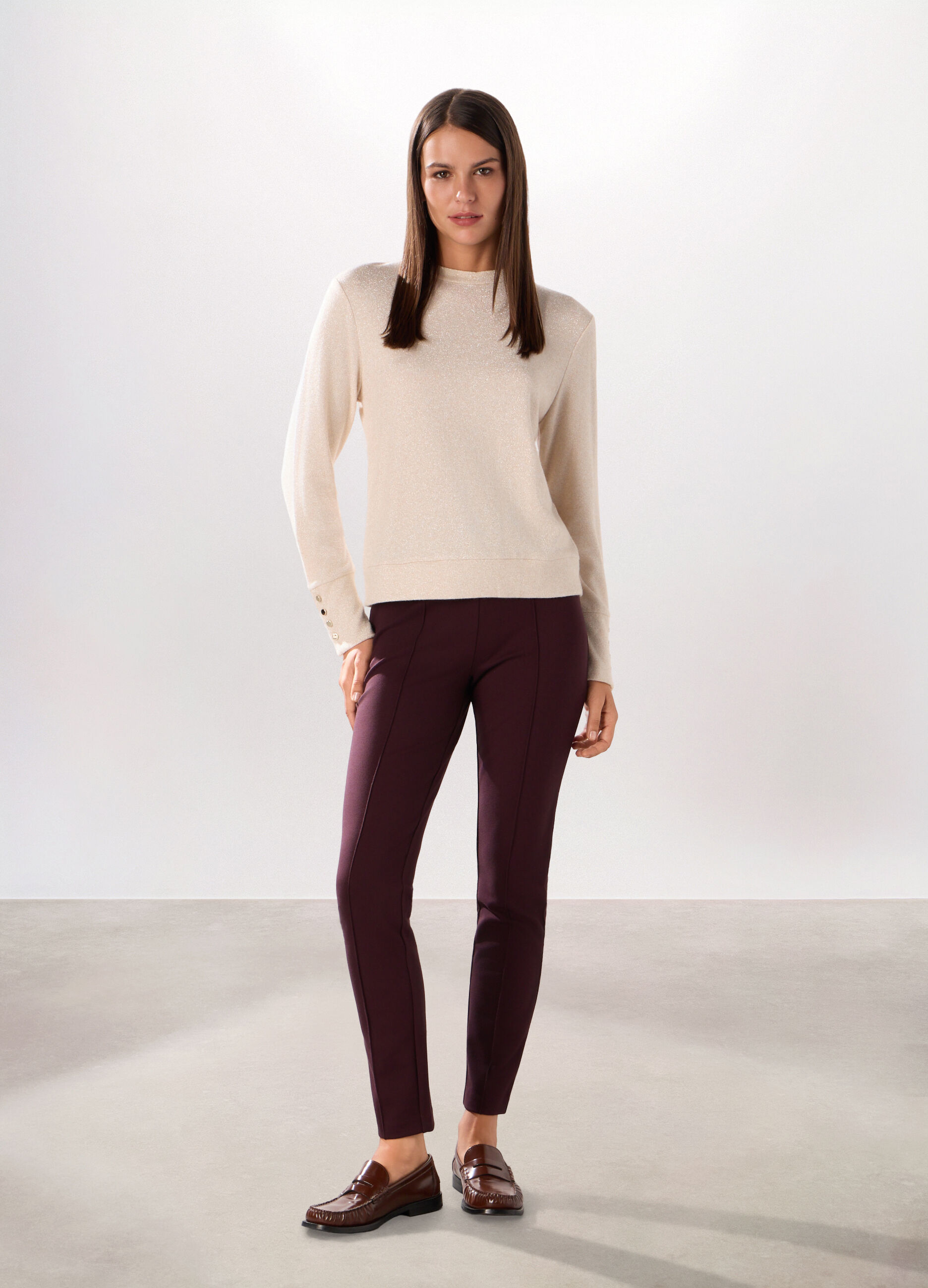 Pantaloni lunghi in punto Milano donna_0