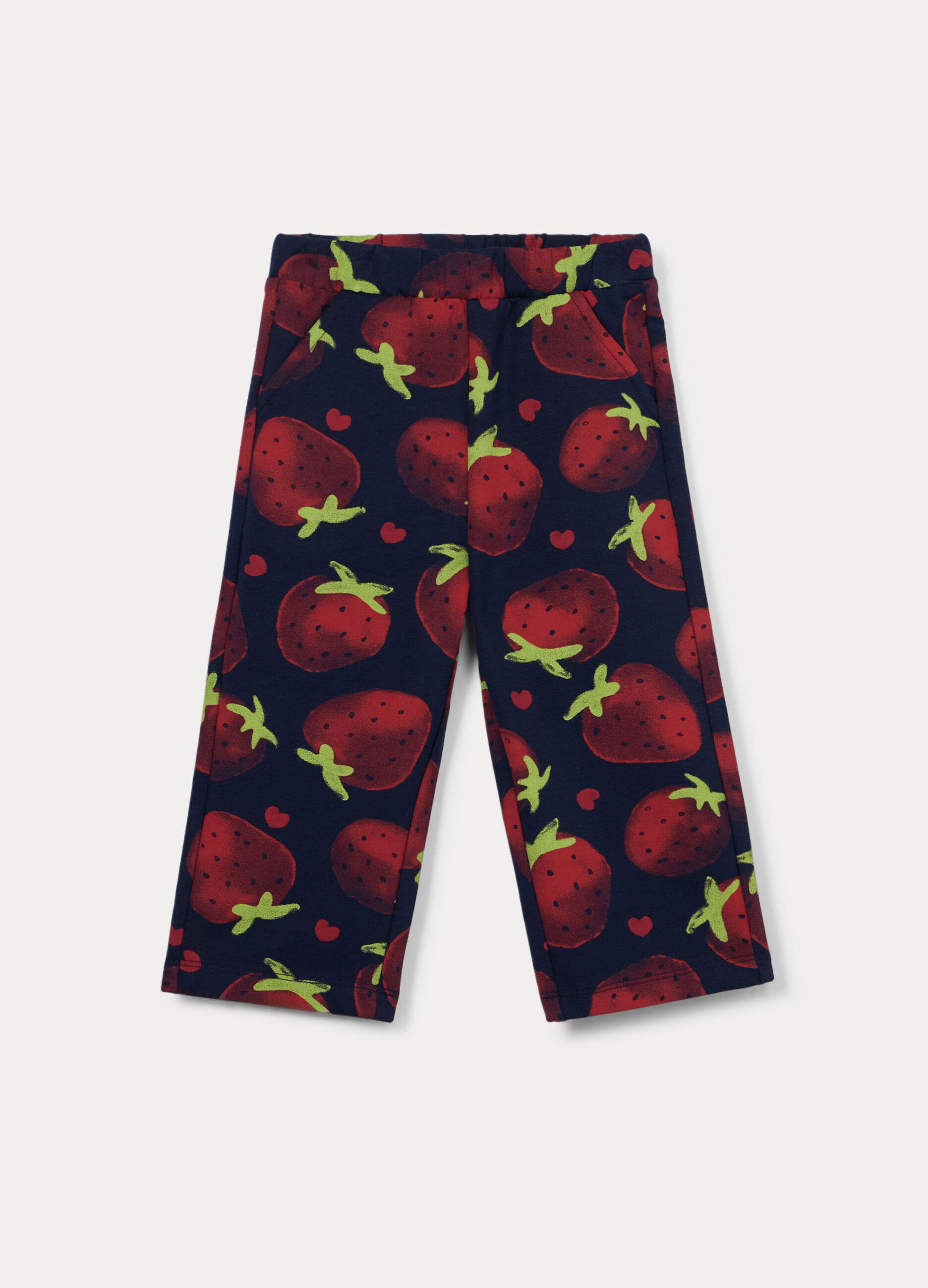 Pantaloni wide leg in french terry di cotone stretch bimba_0