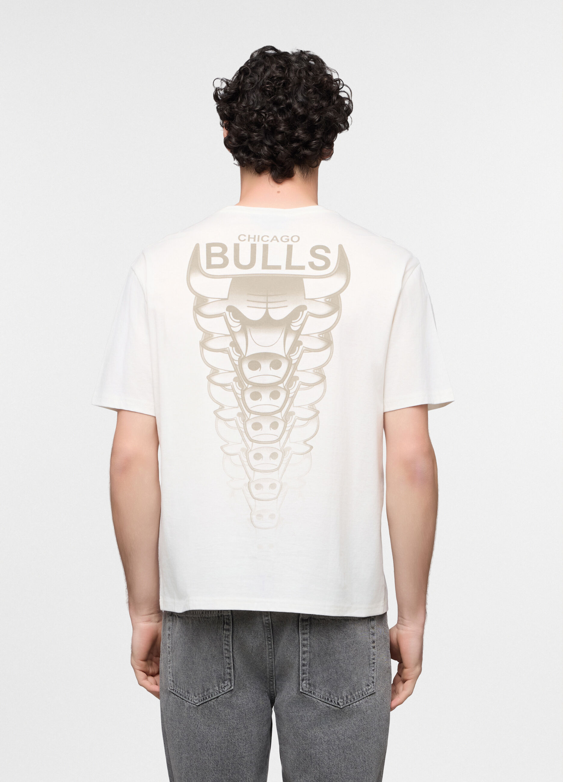 T-shirt girocollo Chicago Bulls di cotone uomo_1