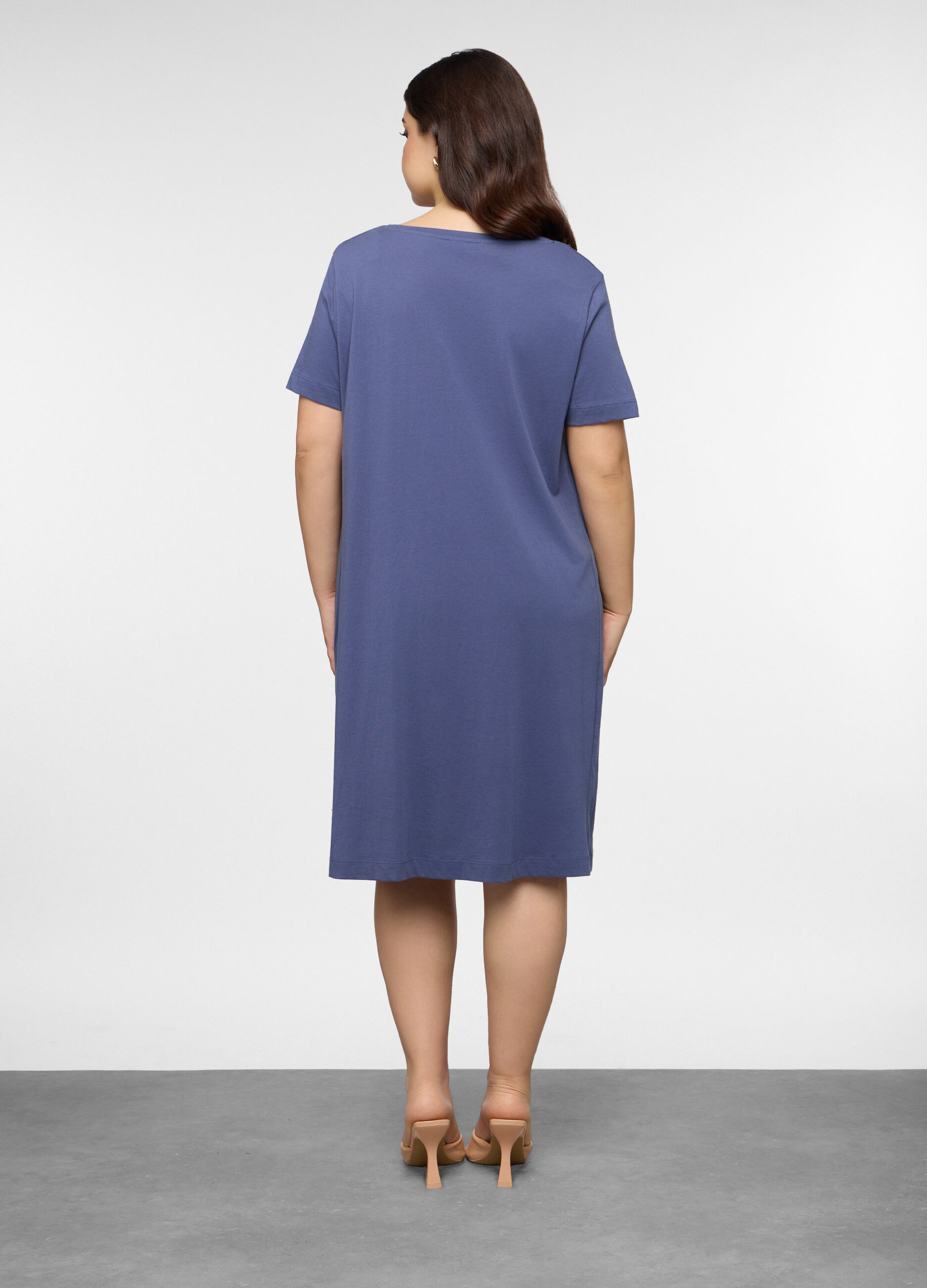 Abito corto girocollo in jersey di puro cotone donna curvy_1