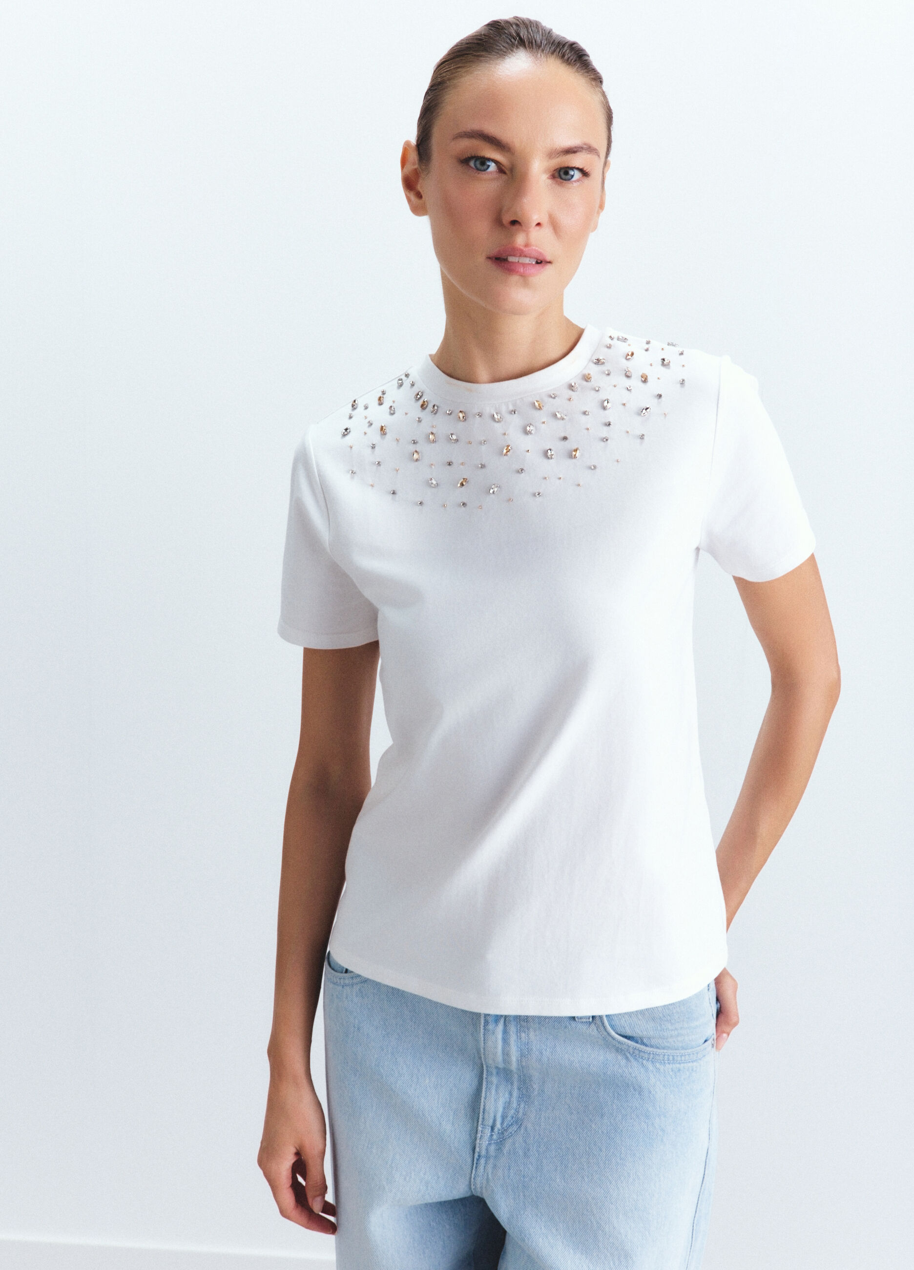 T-shirt girocollo stretch donna_1