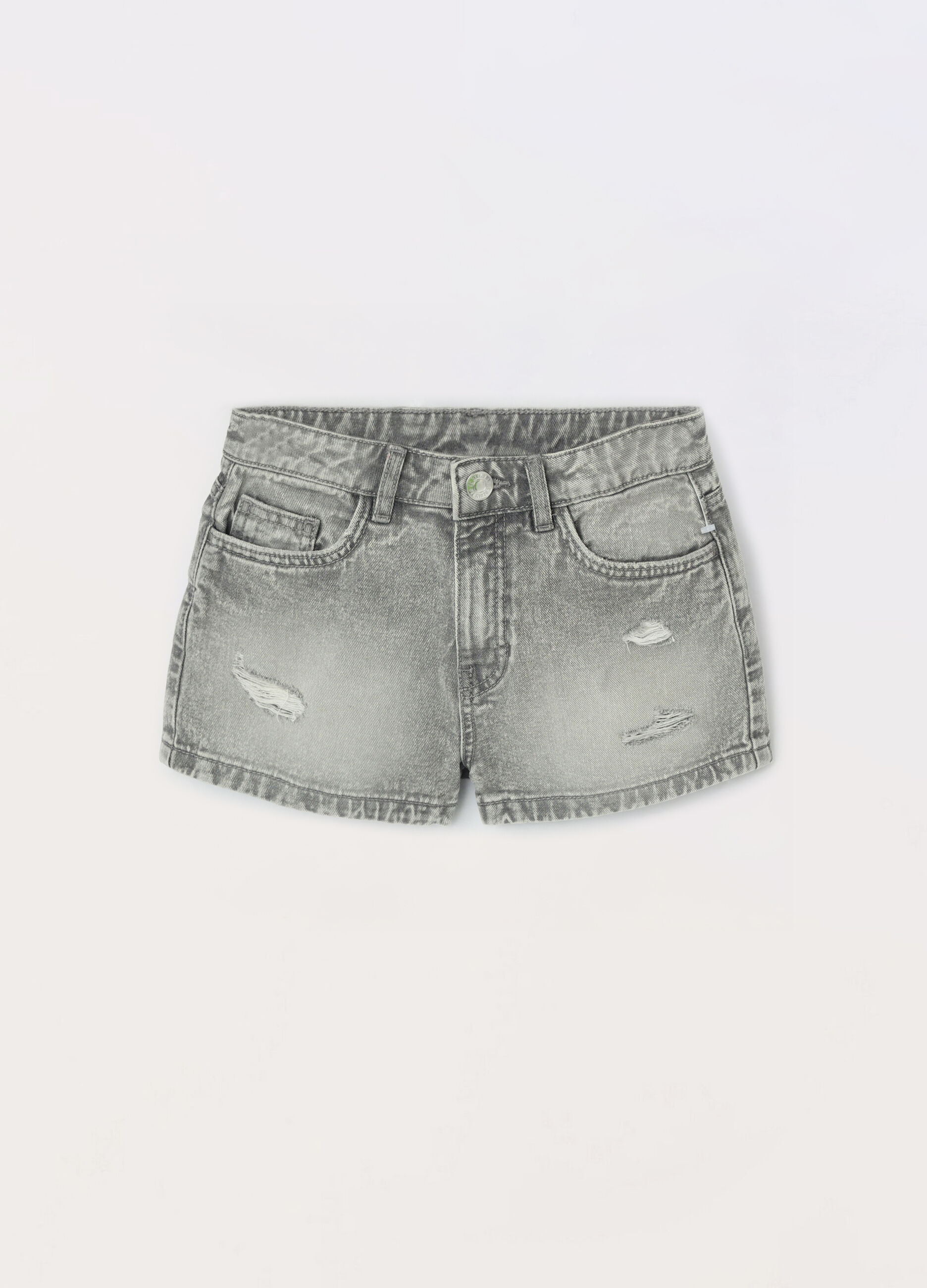 Shorts in denim di puro cotone ragazza_0