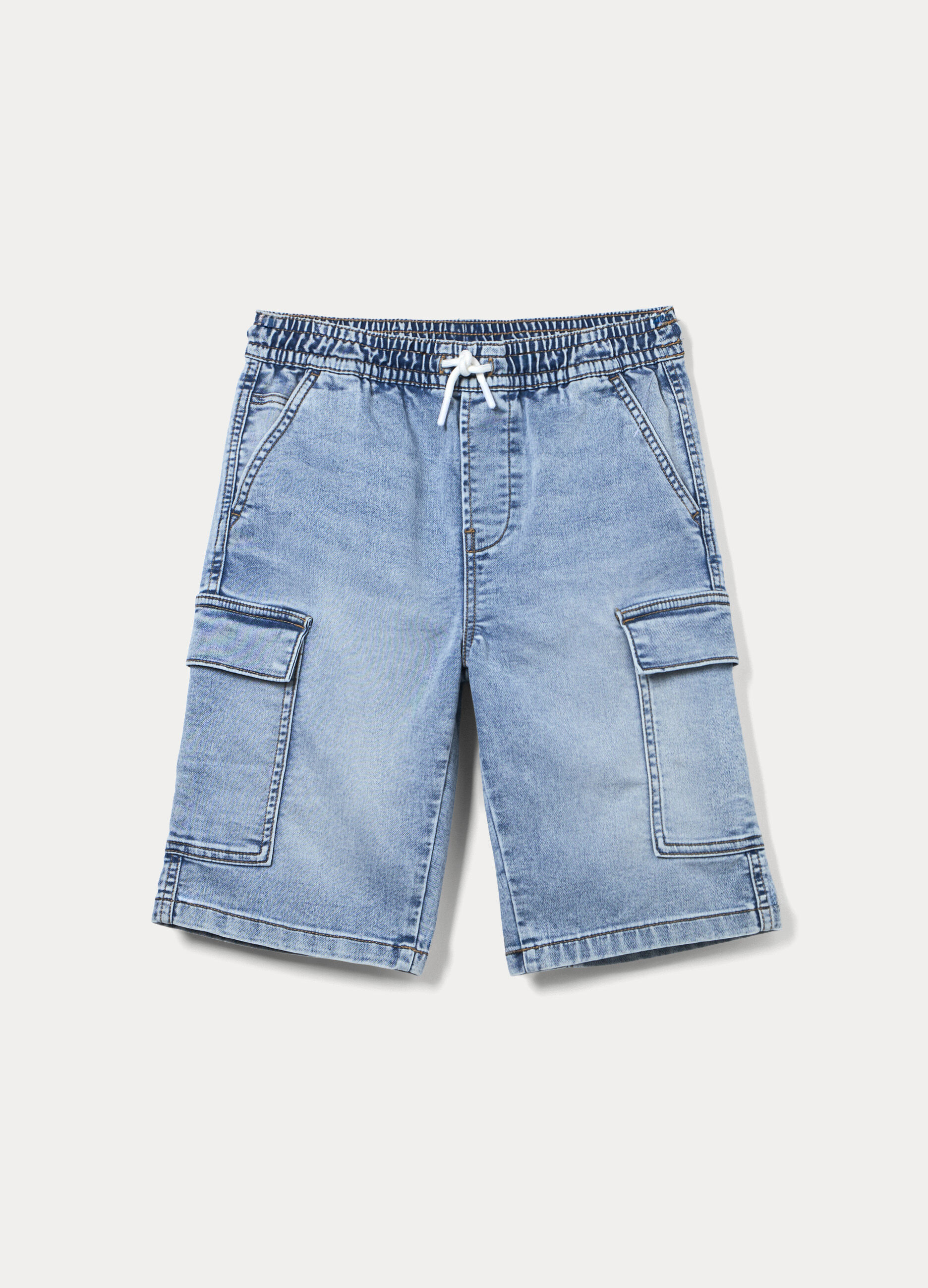 Shorts in denim misto cotone ragazzo_0