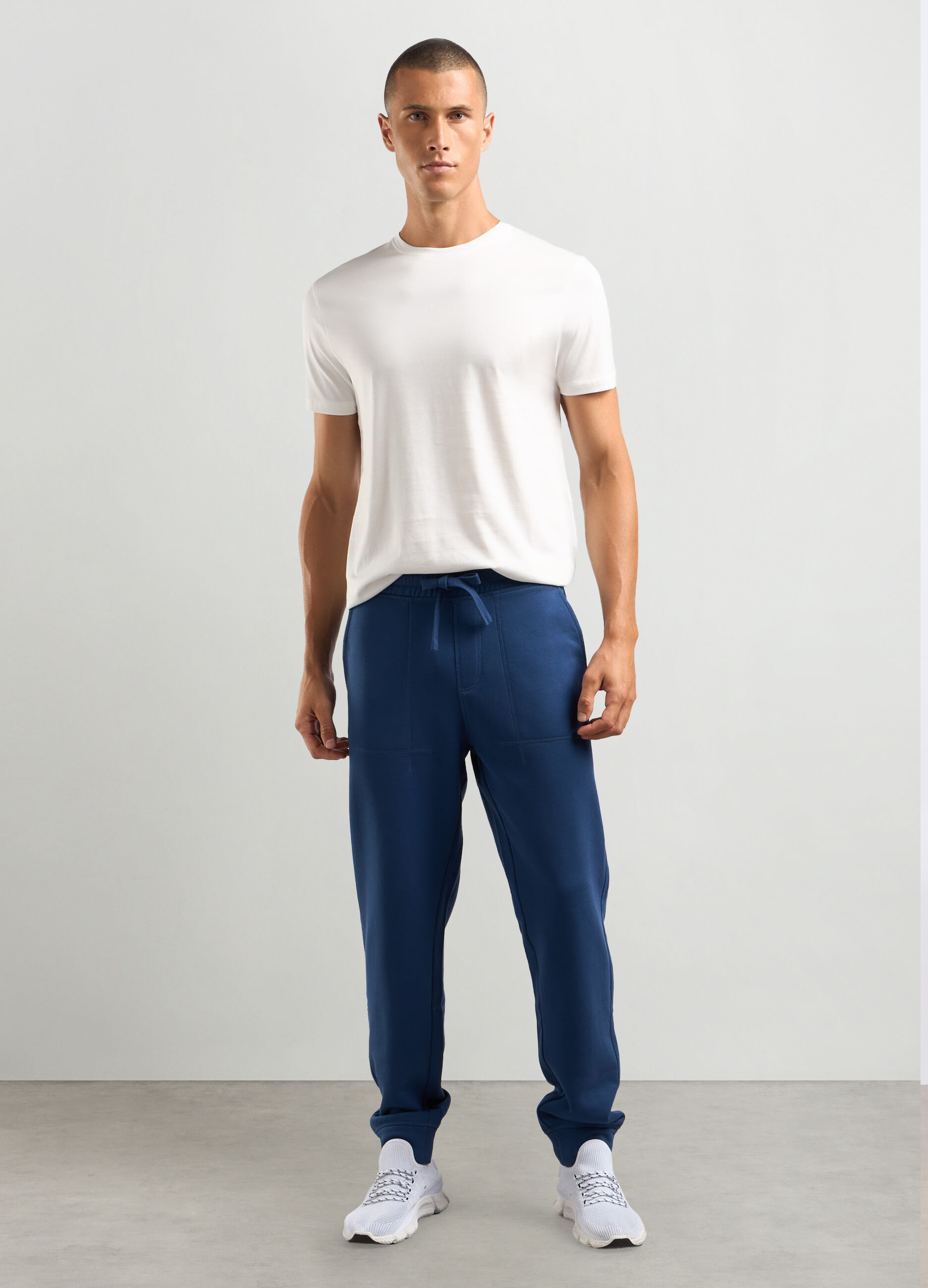 Joggers regular fit in felpa di misto cotone uomo_0