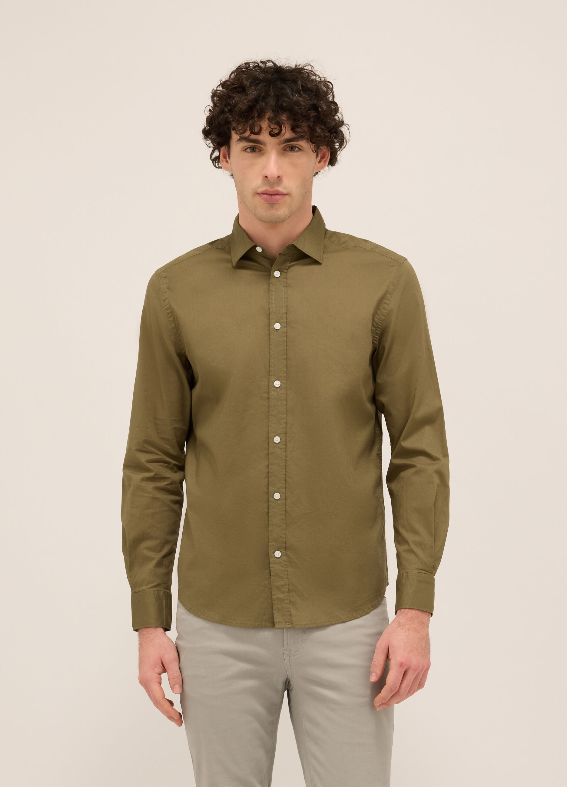 Camicia regular fit in voile di cotone uomo_0