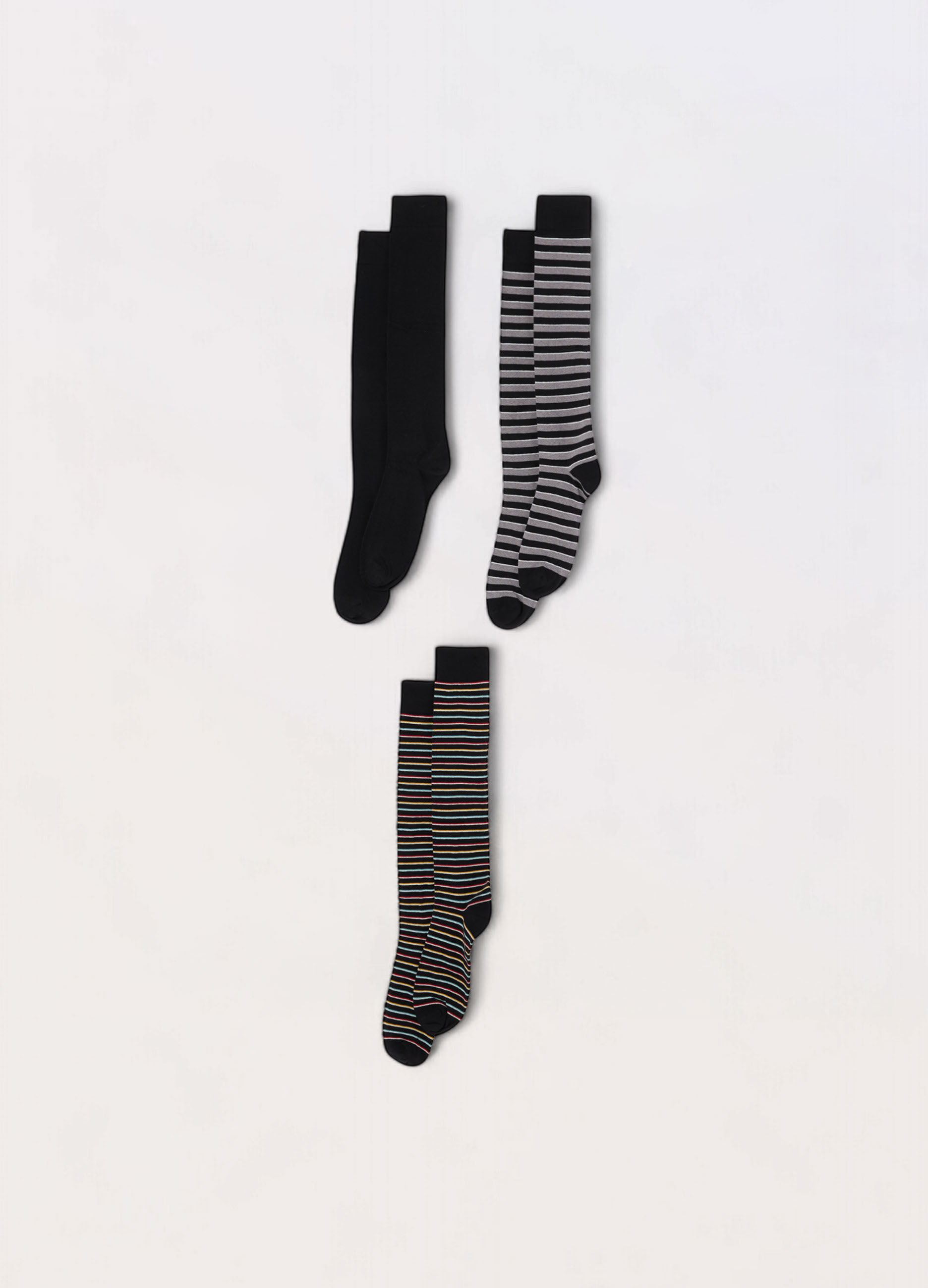 3 pack calze lunghe in cotone stretch a fantasia uomo_0
