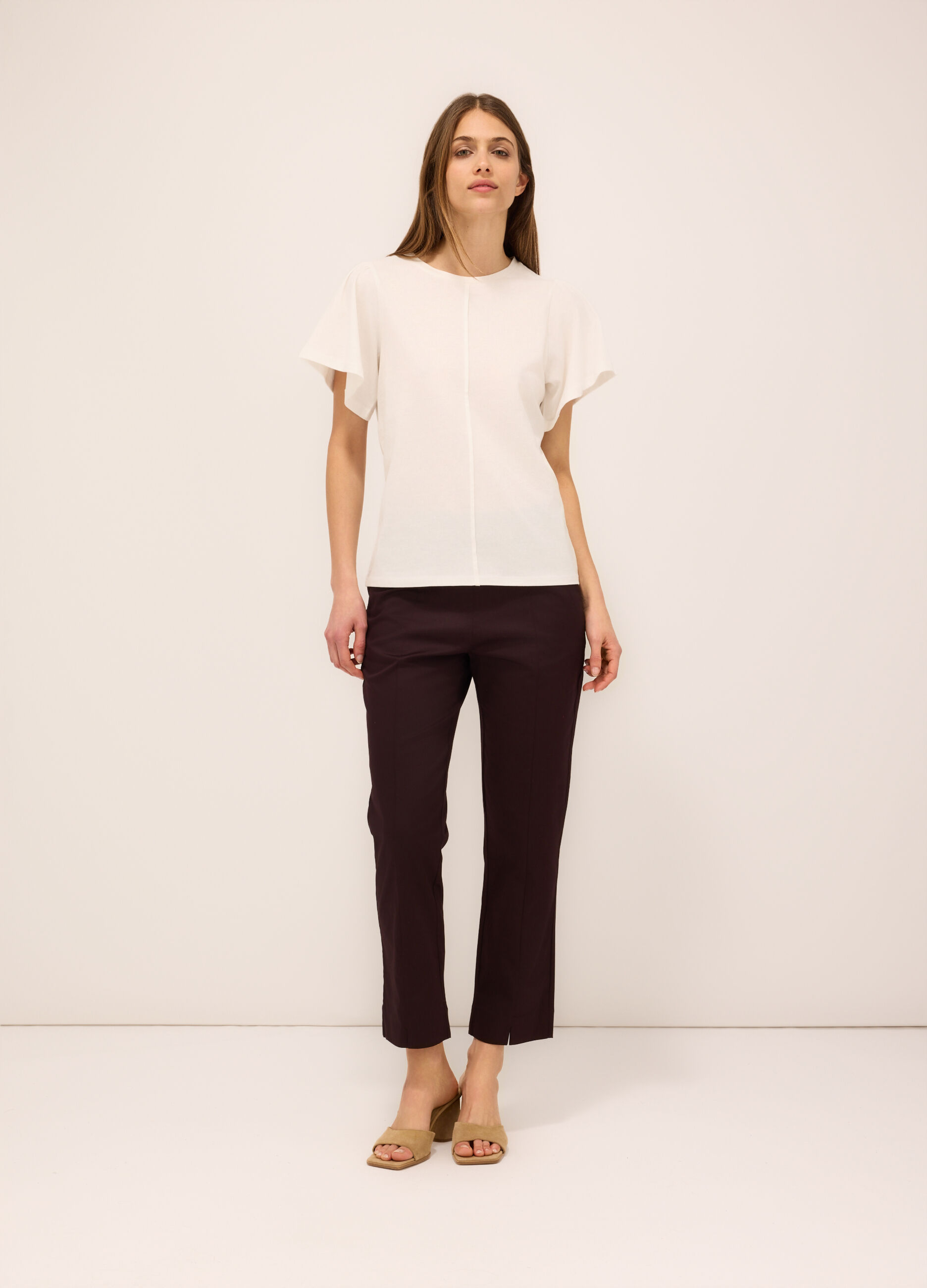 Pantaloni in raso di cotone stretch donna_0