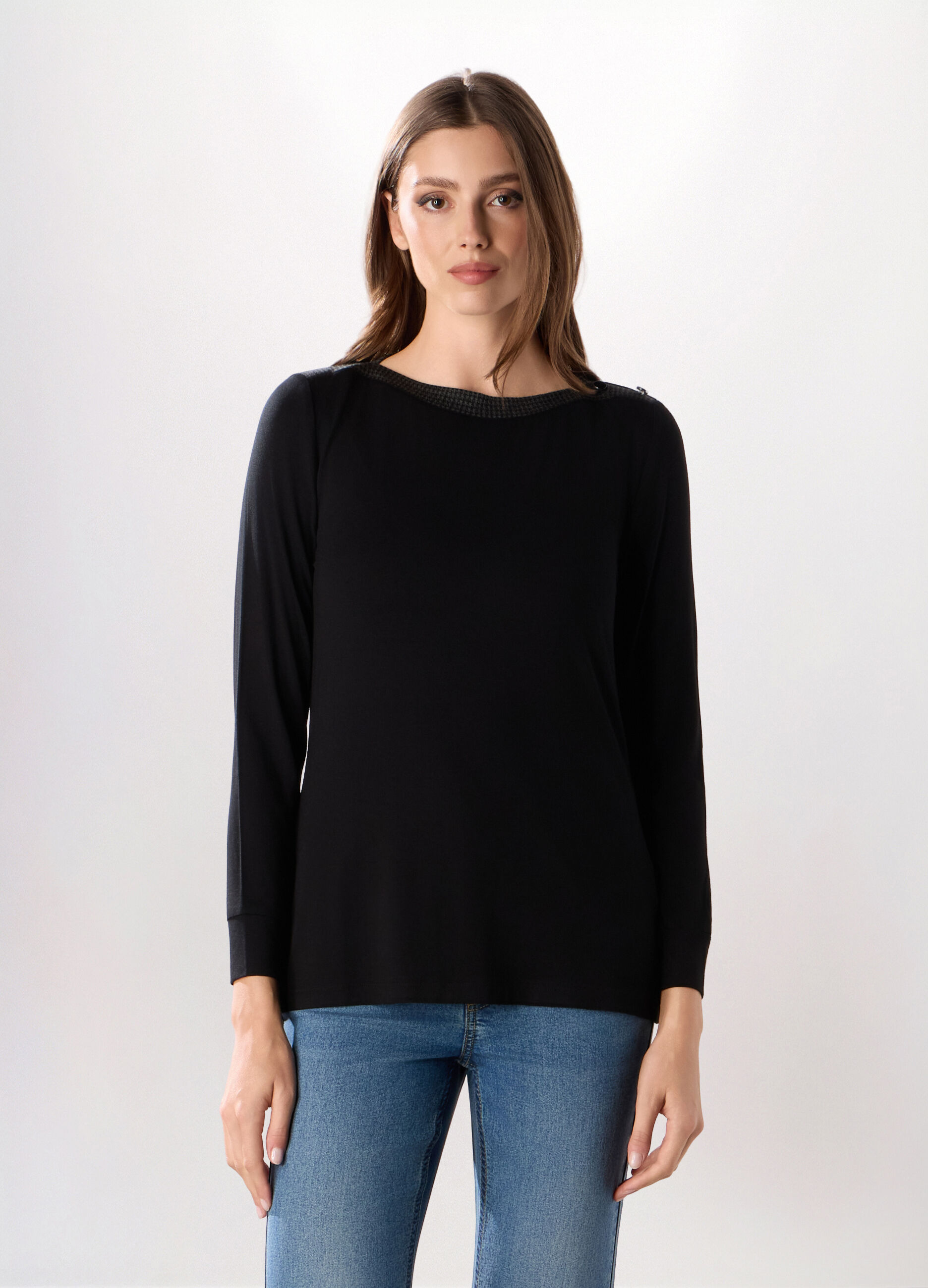T-shirt in jersey di viscosa stretch donna _0