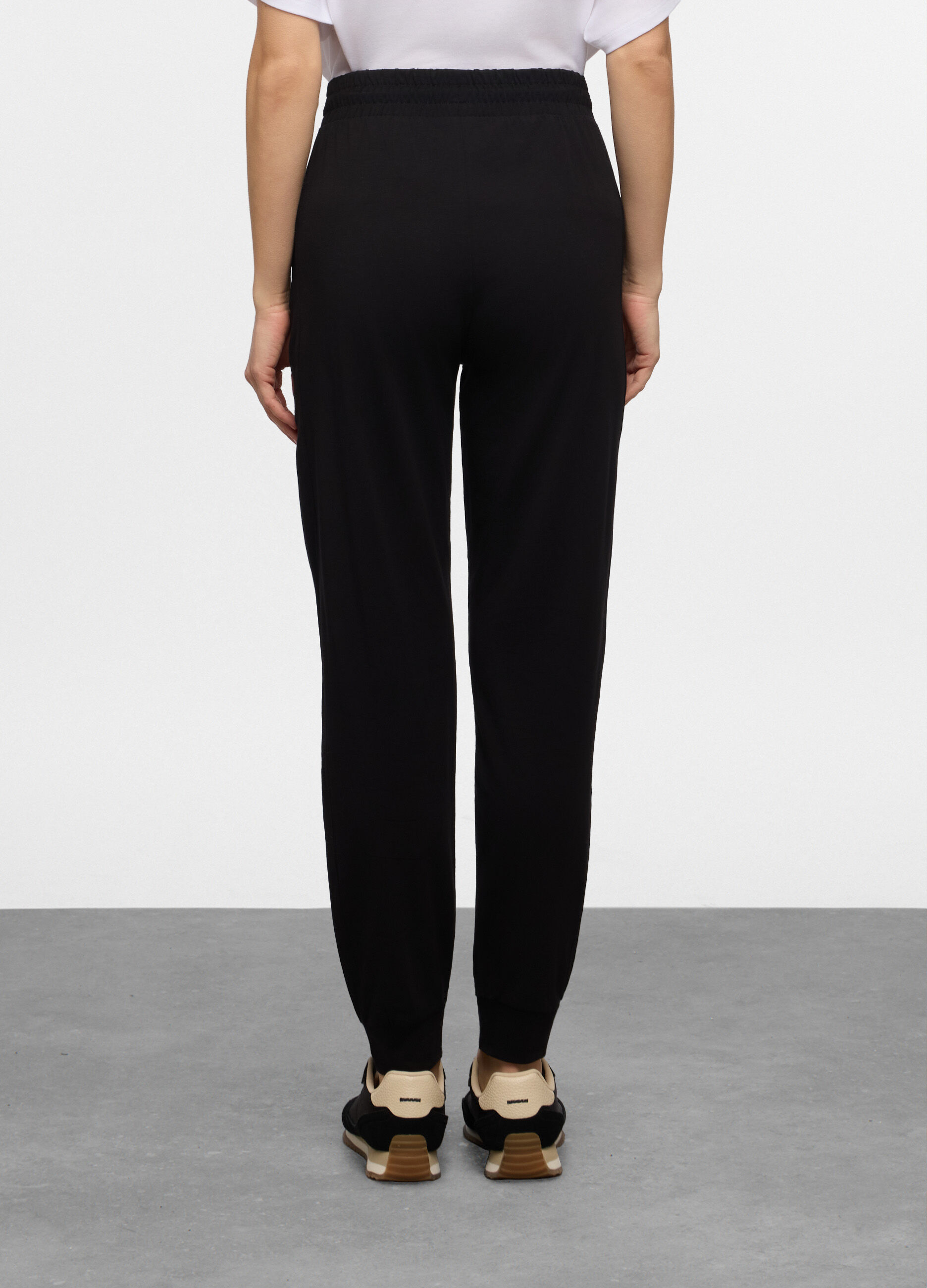 Jogger regular fit in jersey di cotone stretch donna_1