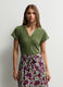 T-shirt con scollo a V stretch donna_0