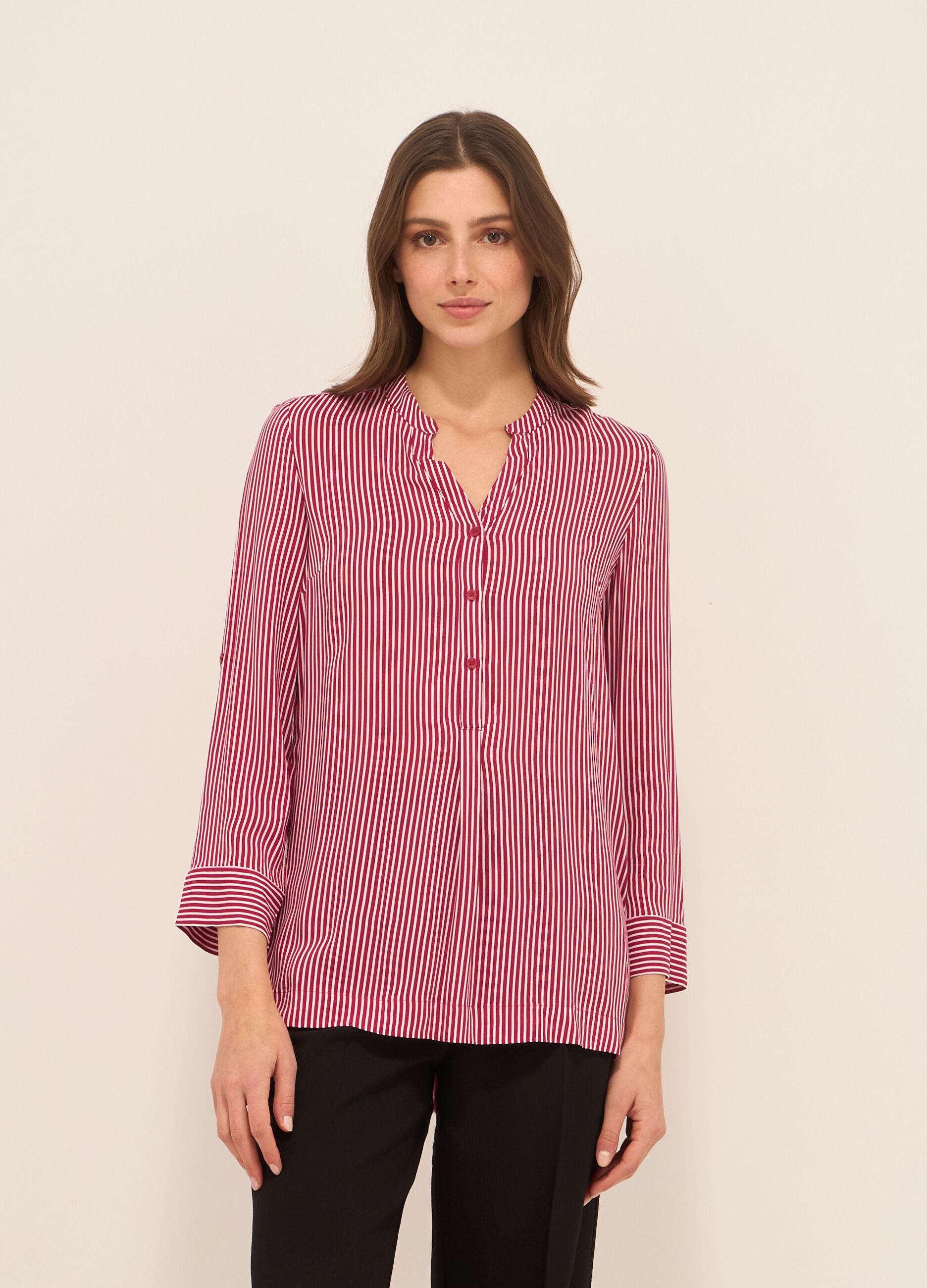 Blusa a righe in pura viscosa donna_0