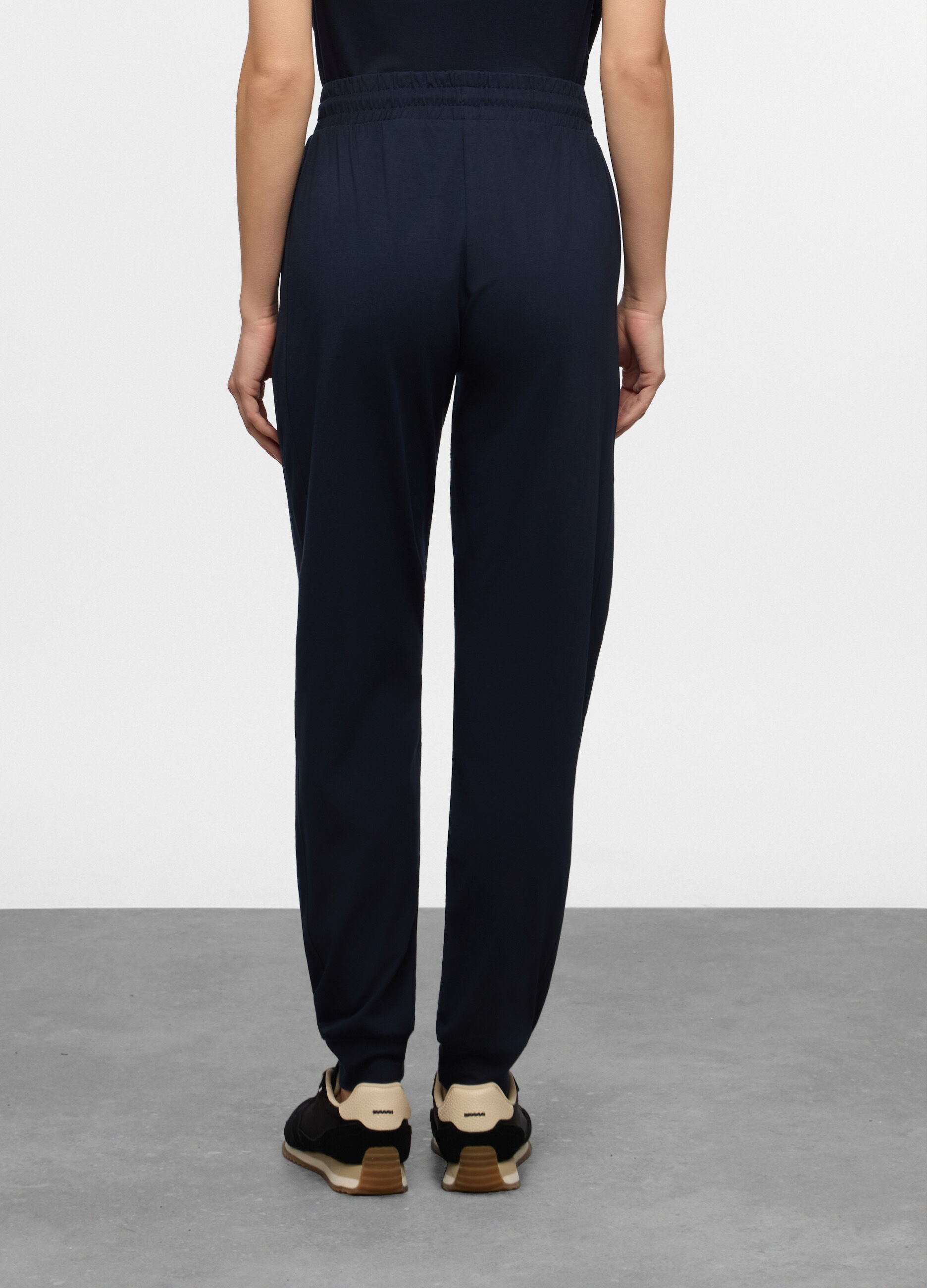 Jogger regular fit in jersey di cotone stretch donna_1