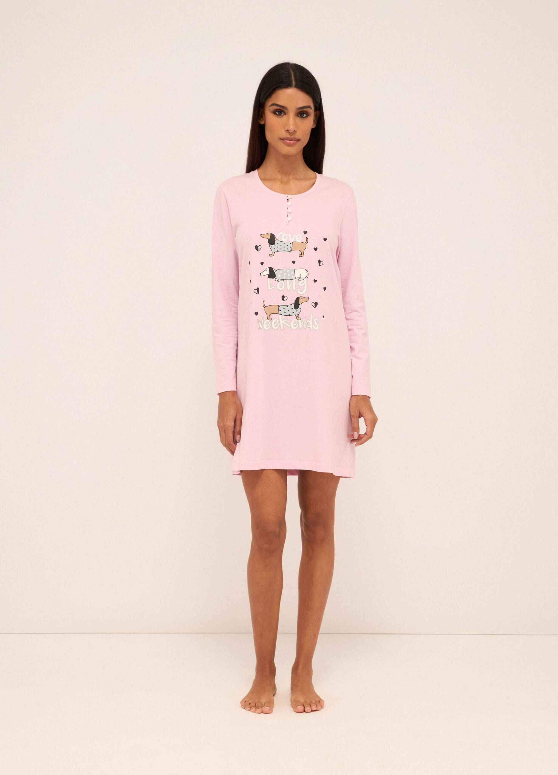 Camicia da notte in puro cotone donna_0