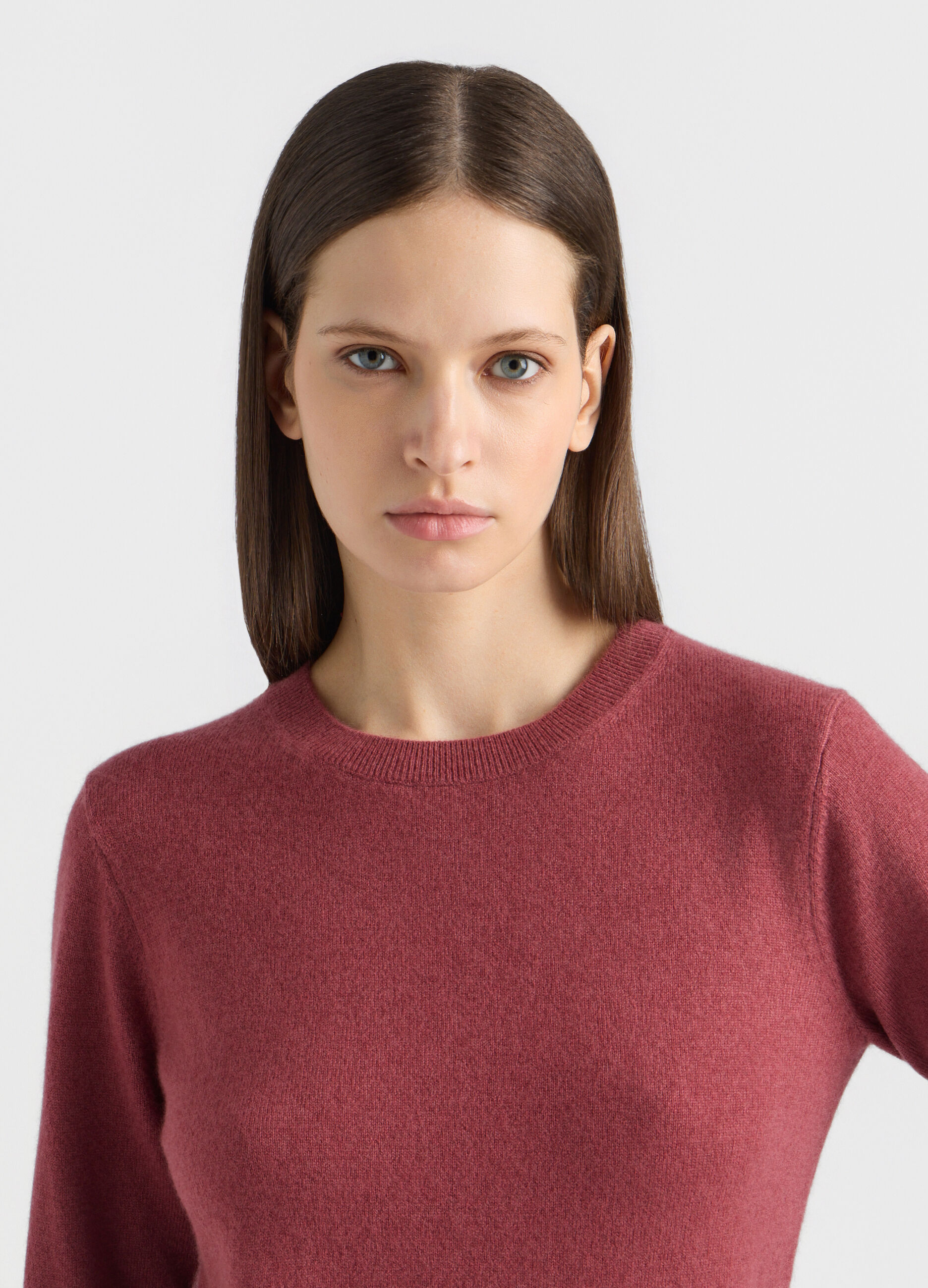Pullover girocollo in puro cashmere donna_3