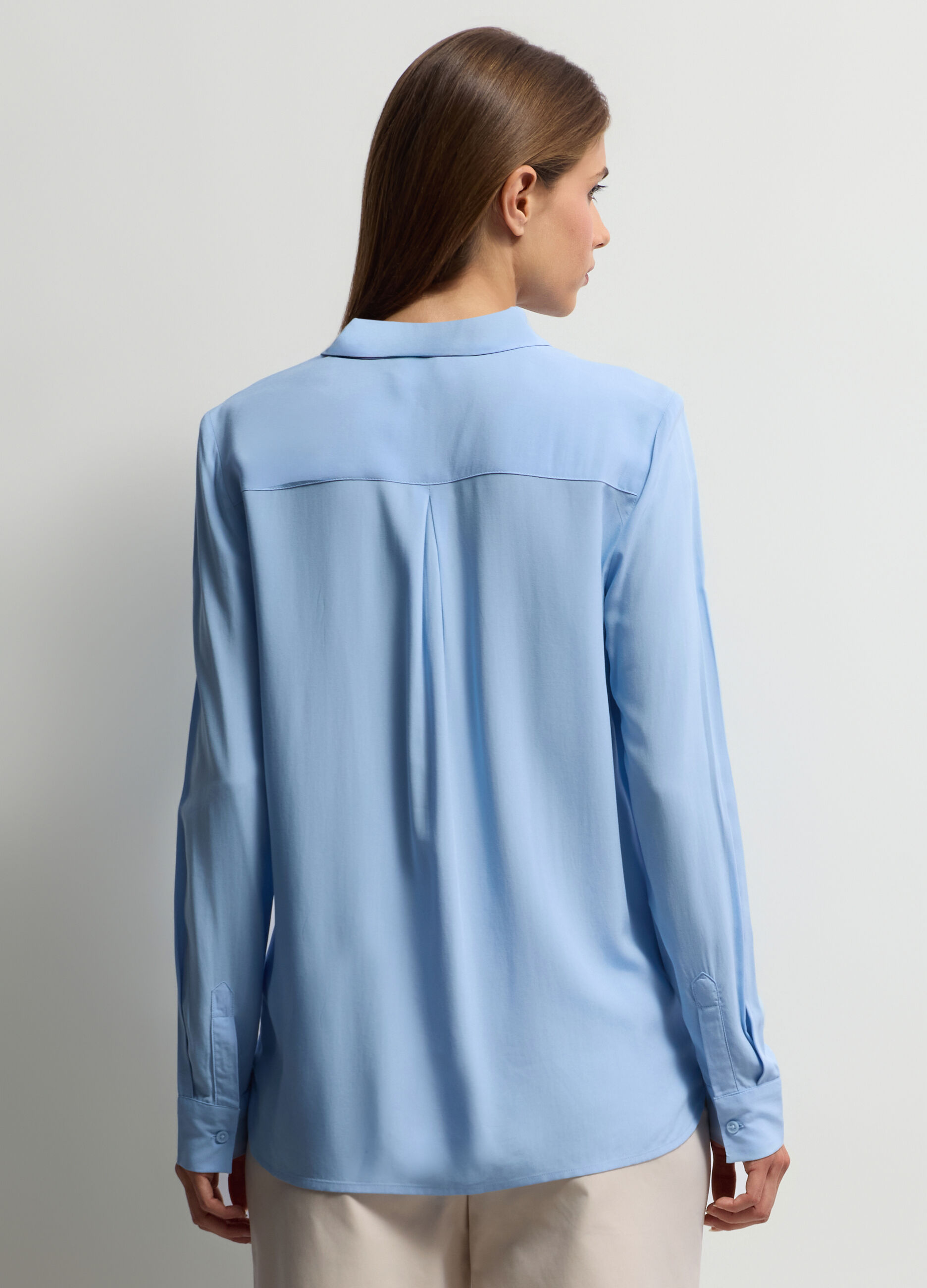 Camicia Fit Regular con colletto alla francese in pura viscosa donna_1