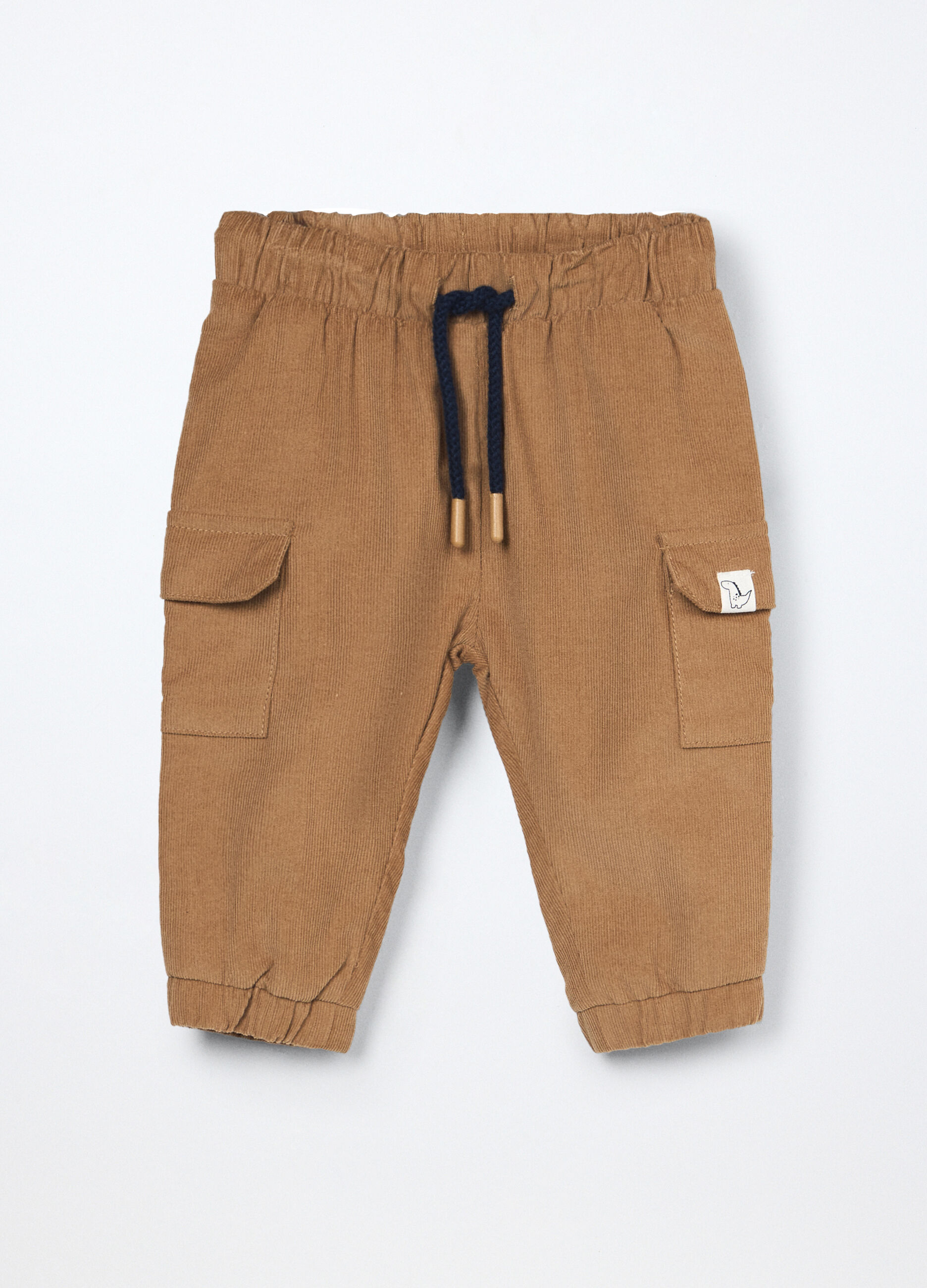 Pantaloni cargo in velluto a coste di puro cotone neonata_0