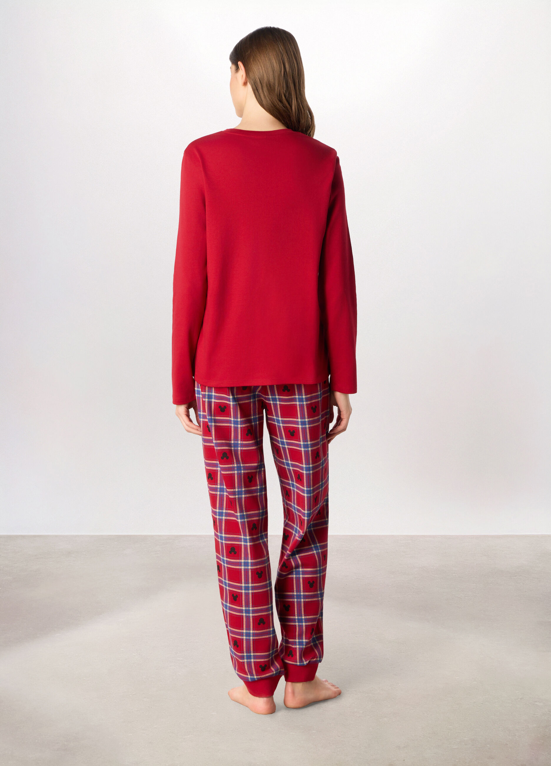 Set pigiama lungo in interlock di puro cotone donna_1