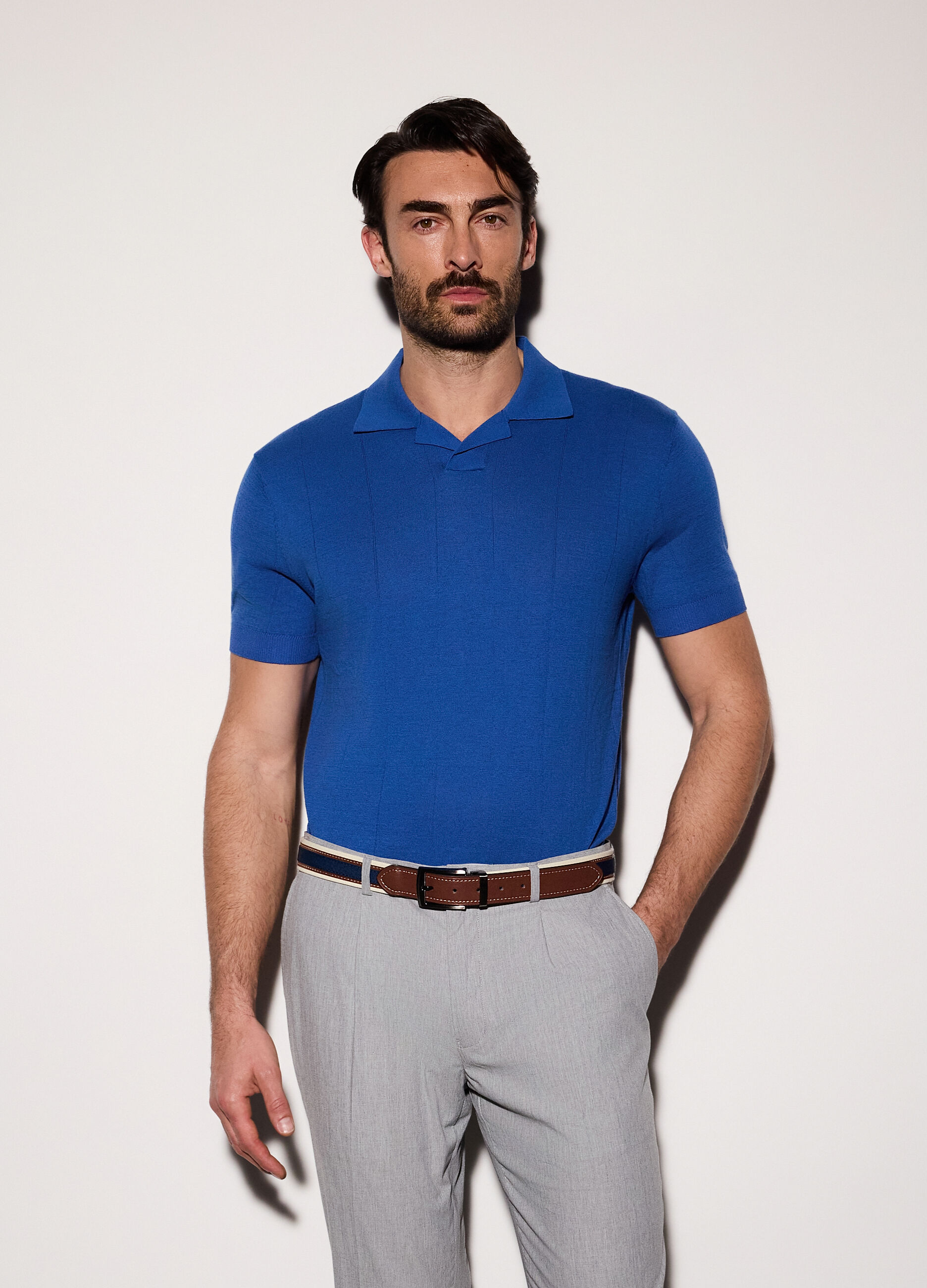 Polo a maniche corte a coste piatte uomo_0
