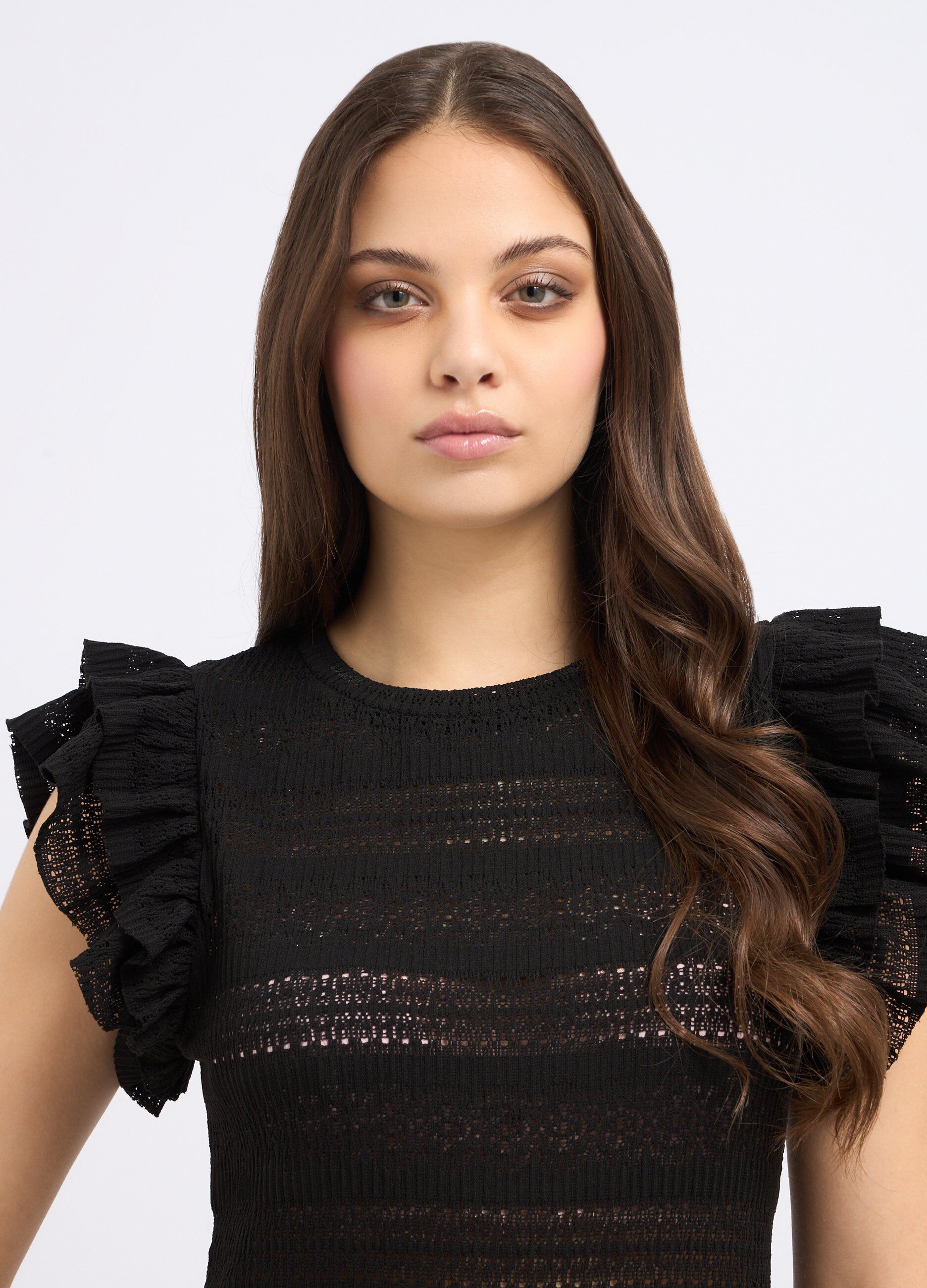 Top in tricot con maniche ad aletta donna_2