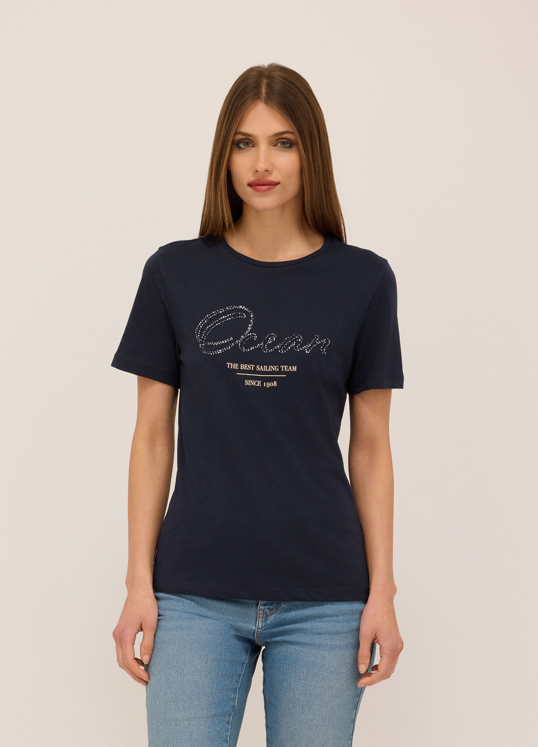 T-shirt in jersey di puro cotone donna_0