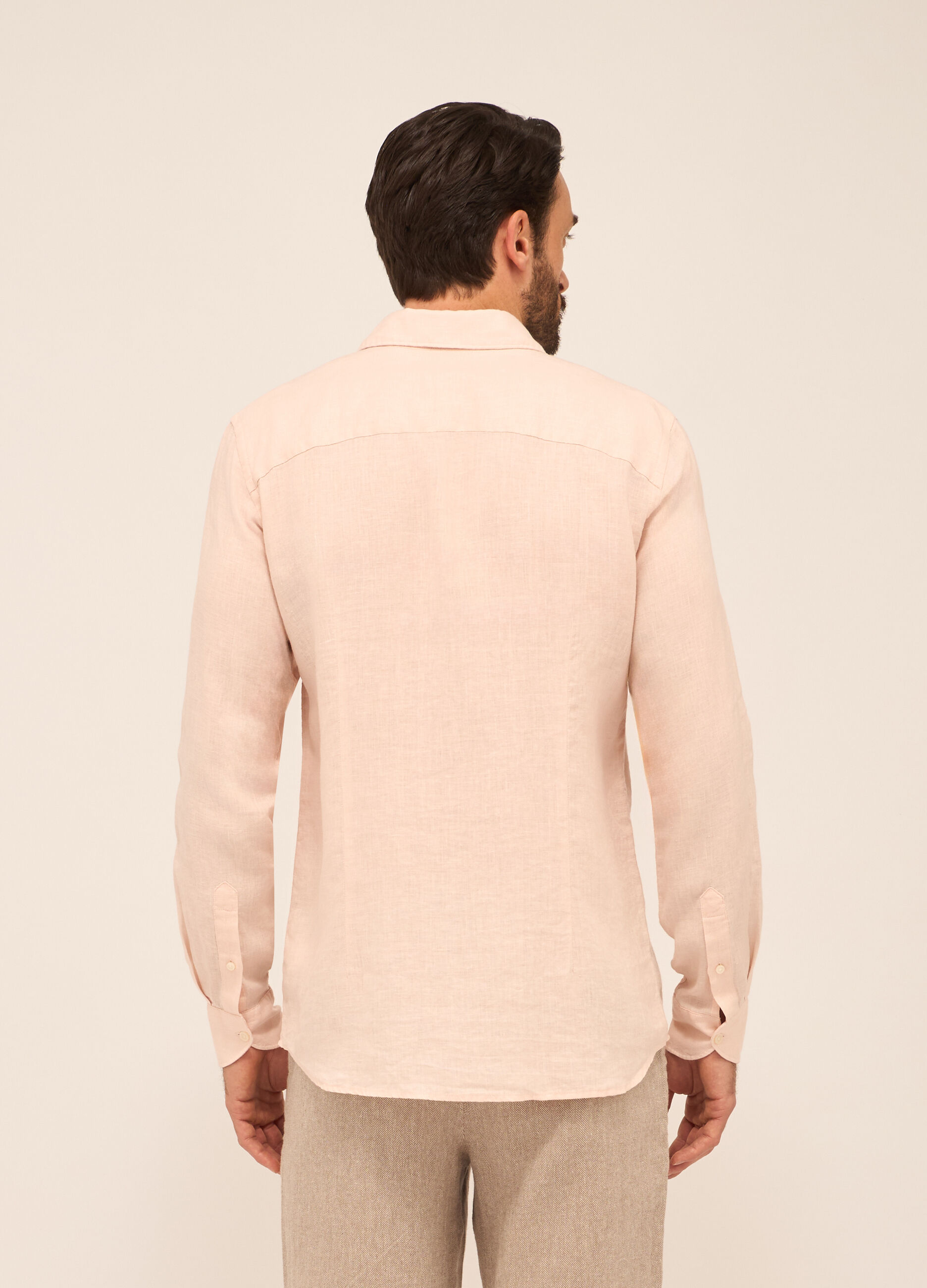 Camicia slim fit in lino uomo_1