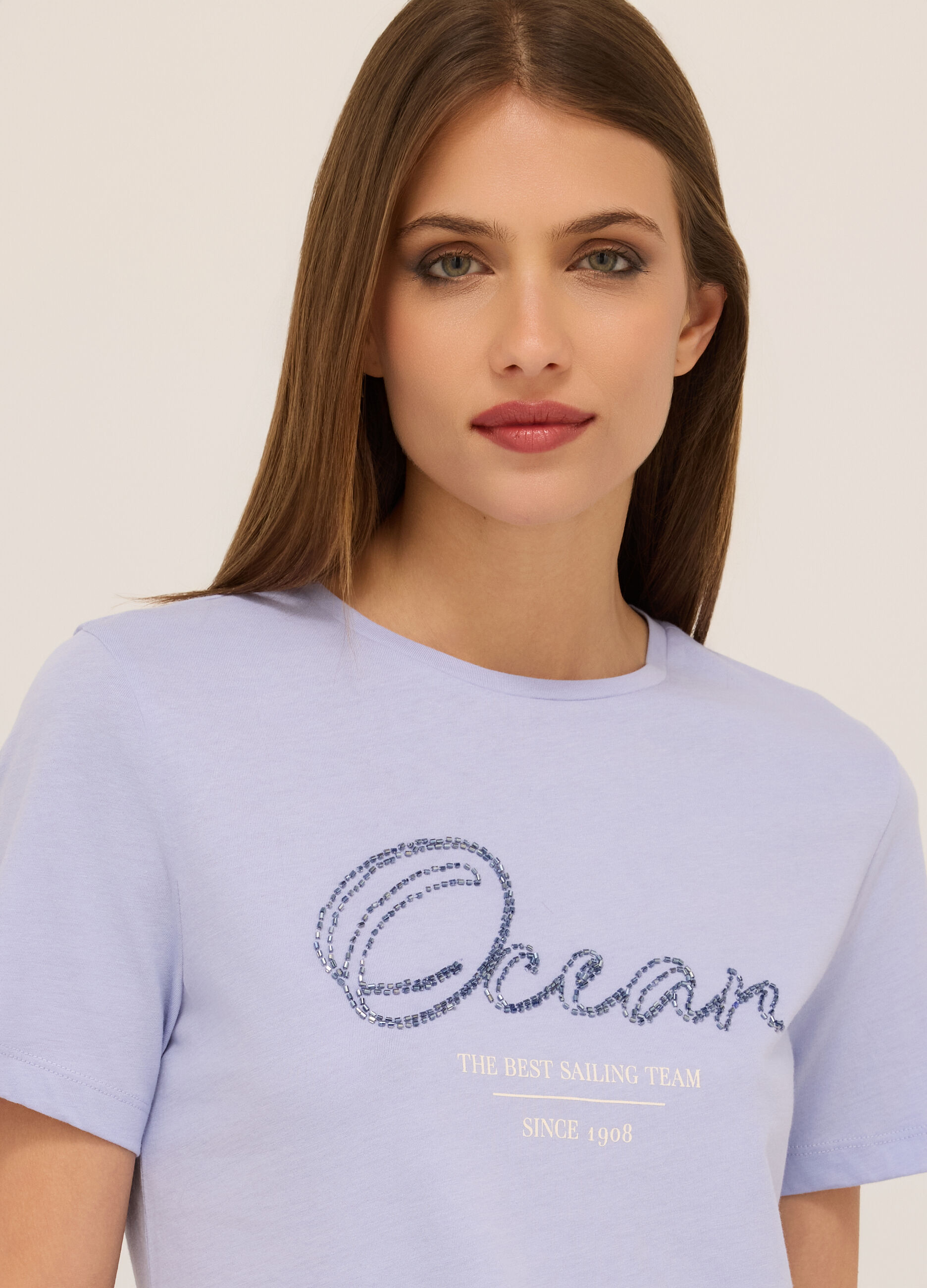 T-shirt in jersey di puro cotone donna_2