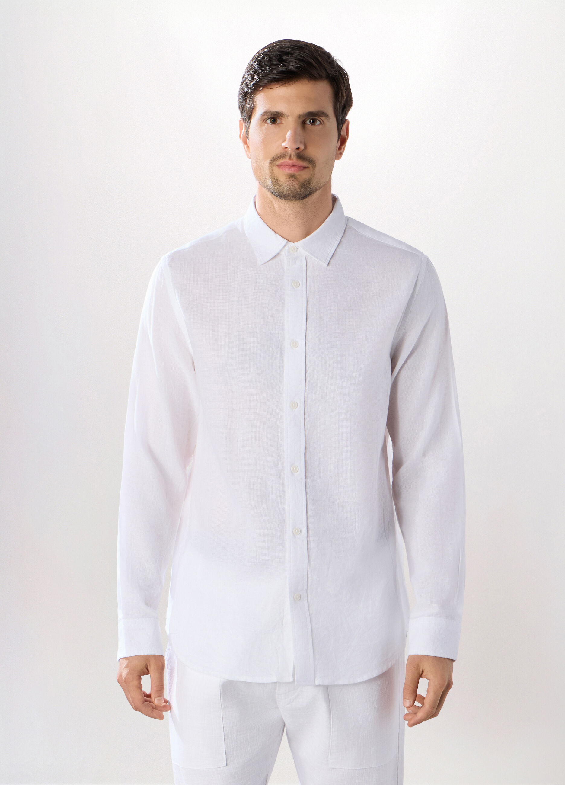 Camicia regular fit in puro cotone uomo
