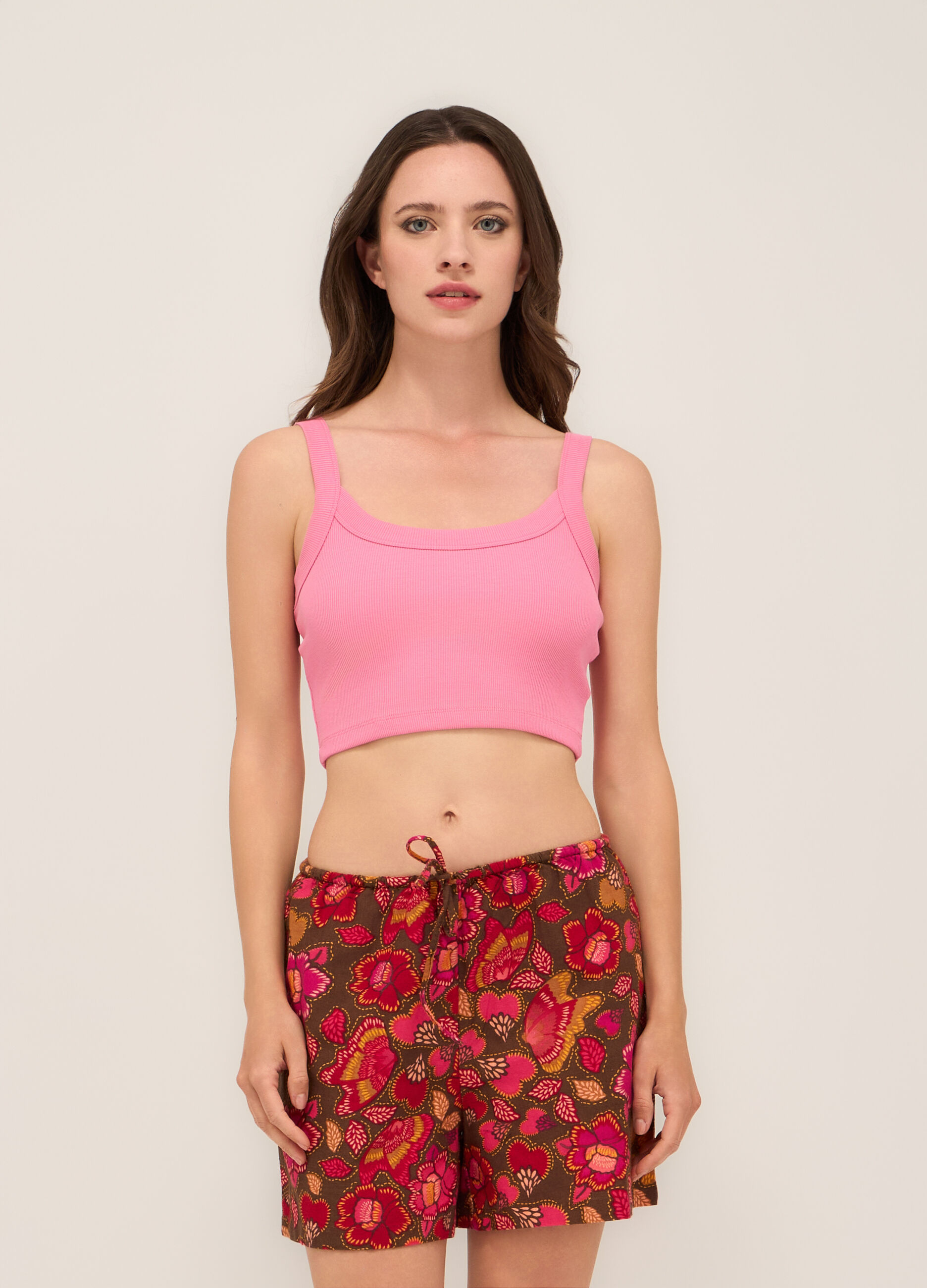 Top in costina di cotone stretch donna_0