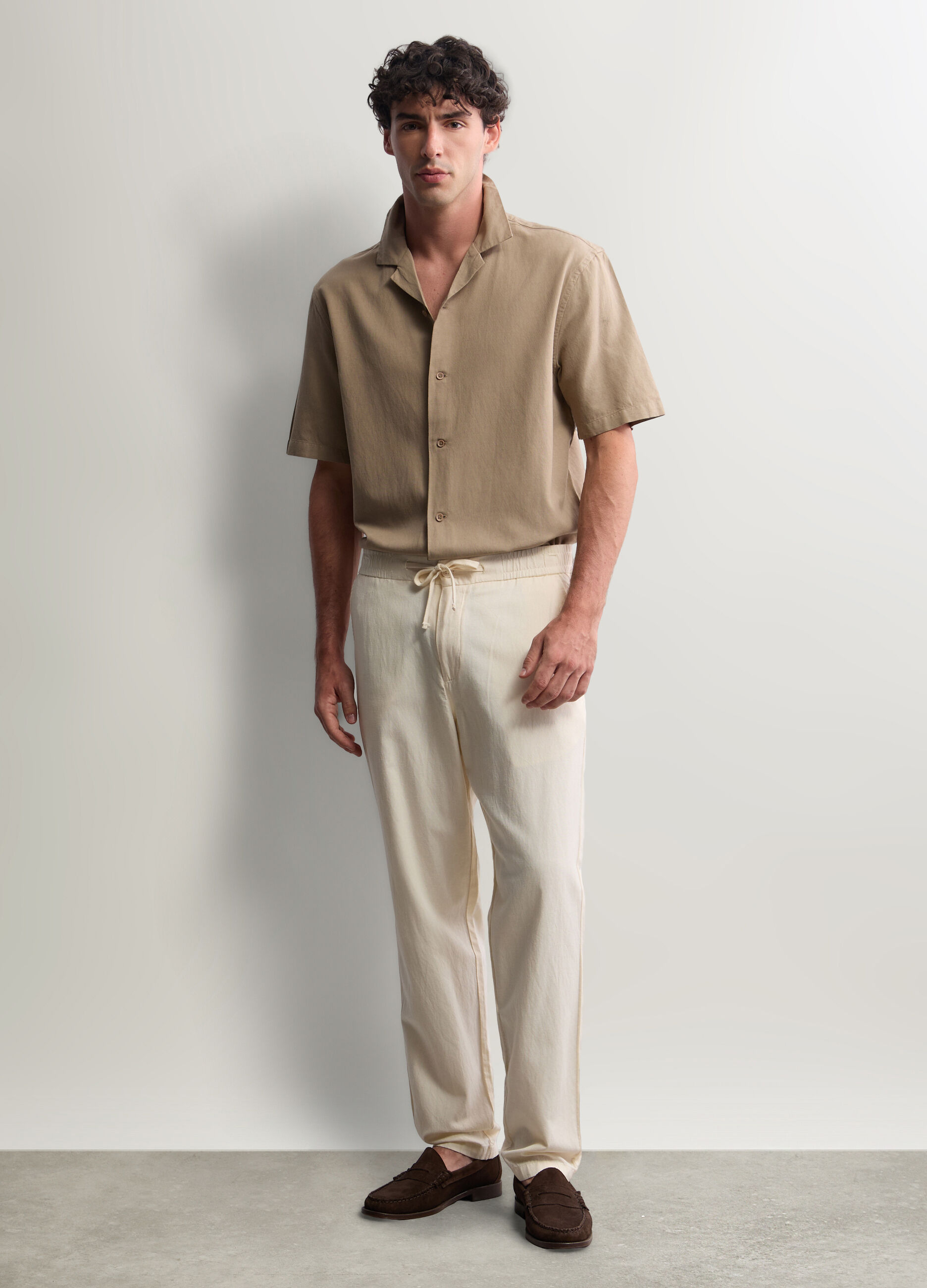 Pantalone chino in viscosa, cotone e lino uomo_0