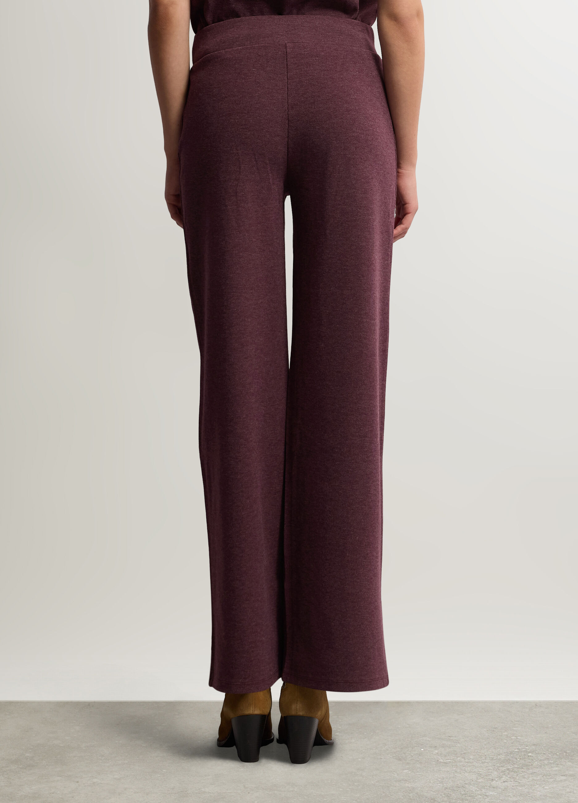 Pantaloni Wide Leg in maglia rasata misto viscosa stretch donna_2